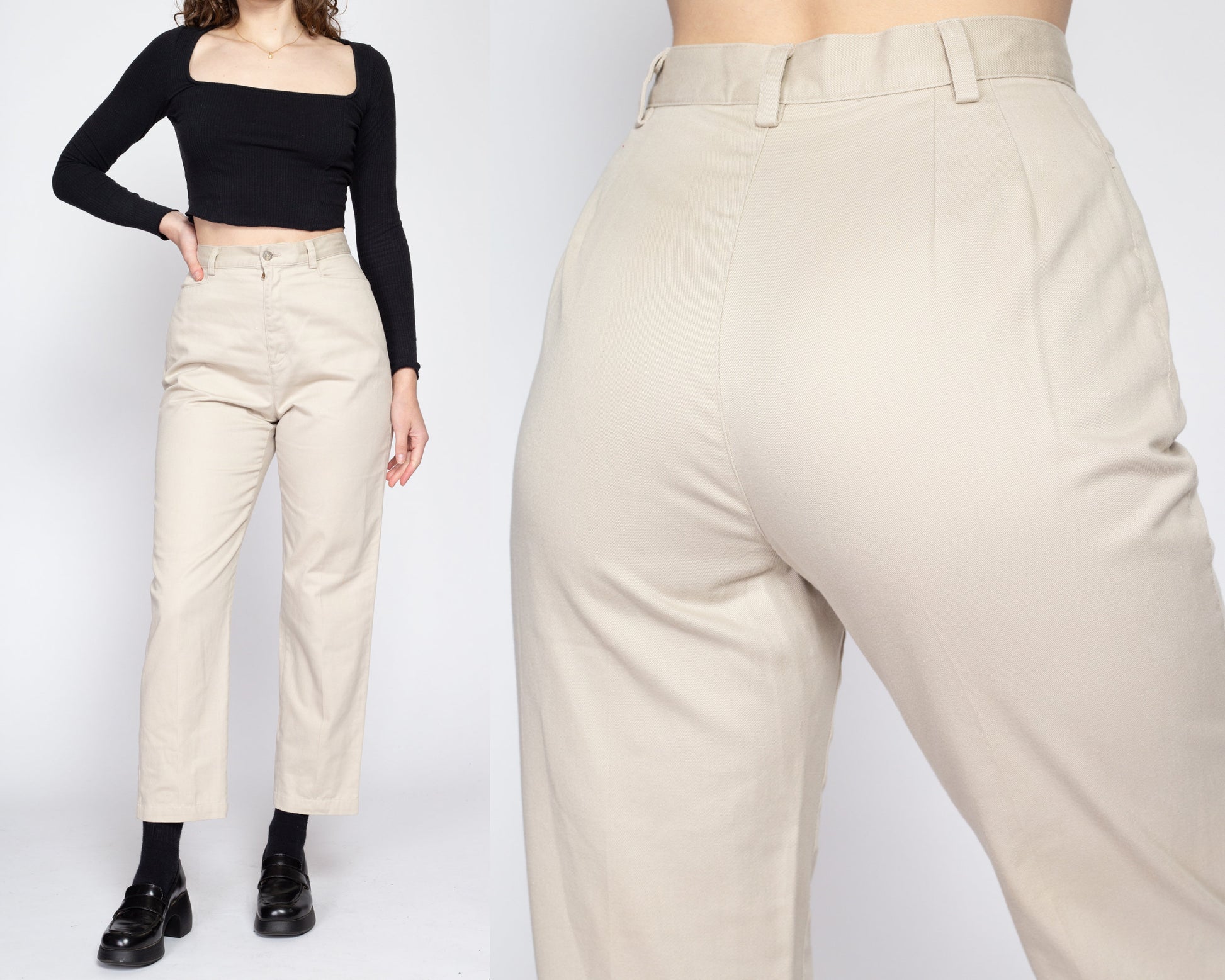 Small 90s Liz Claiborne Cotton Khaki High Waisted Pants 26.5