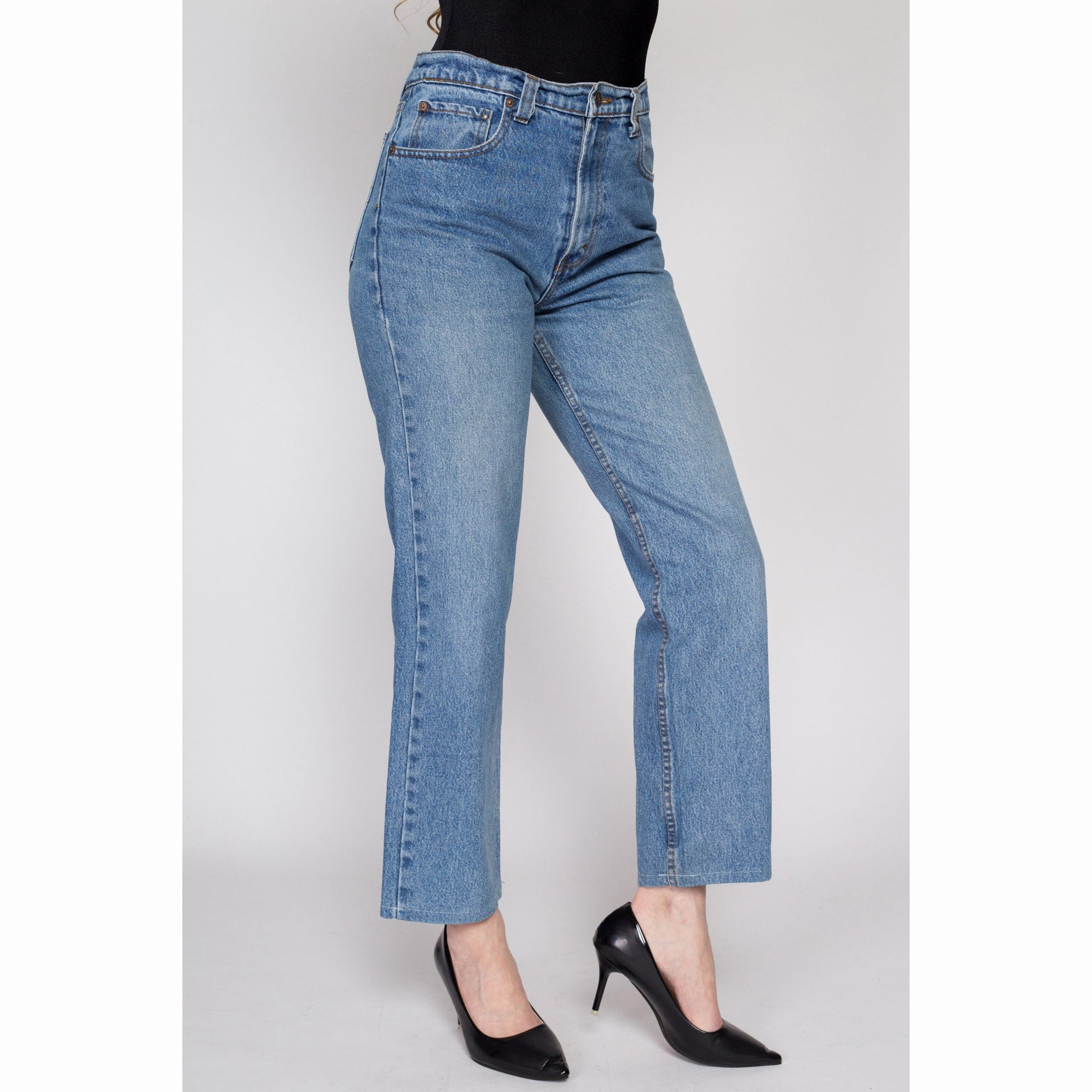 Medium 90s Jordache Straight Leg Ankle Jeans | Vintage Mid Rise Medium Wash Denim Mom Jeans