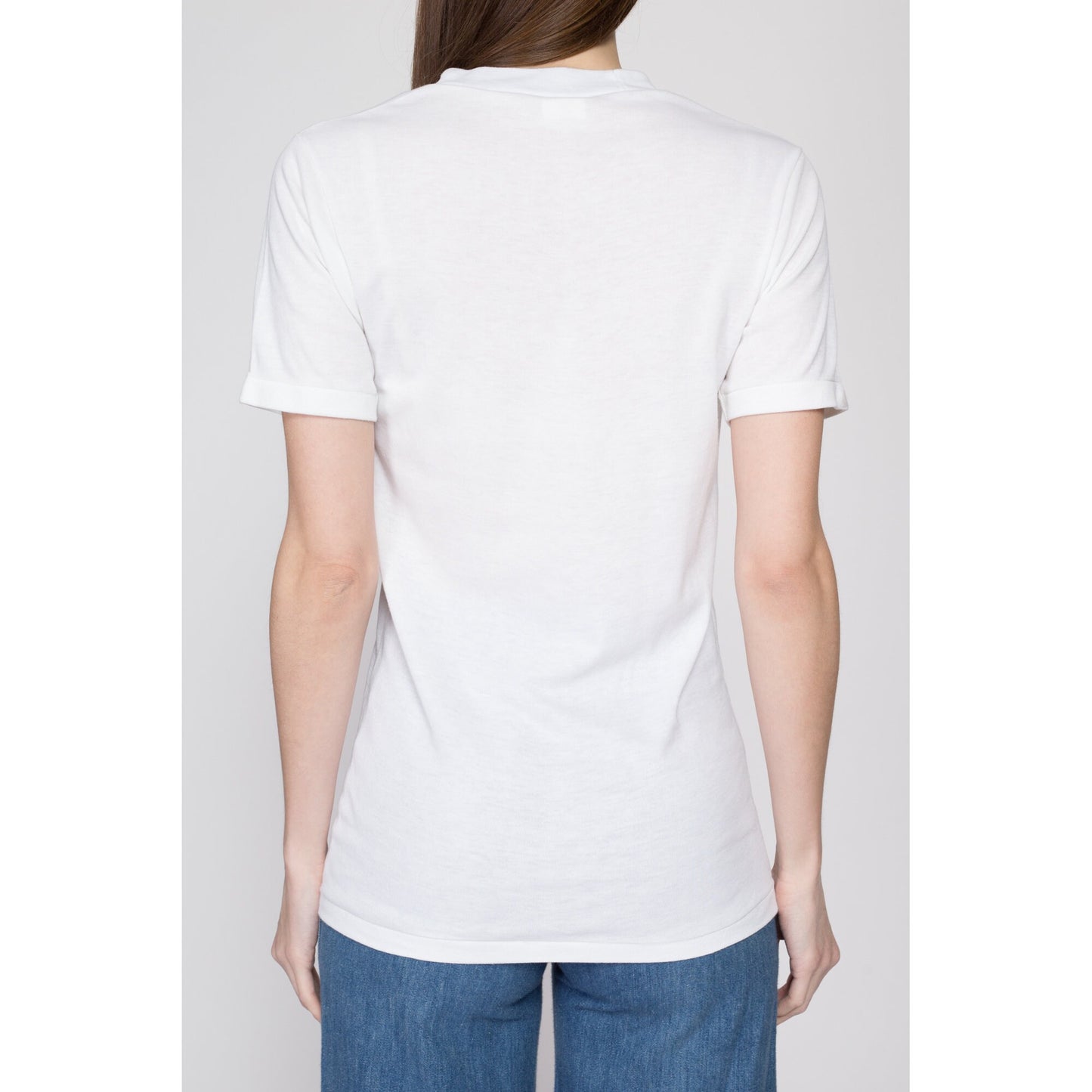 Small 80s St. Thomas Seahorse Tourist T Shirt | Vintage Virgin Islands White Fitted Long Graphic Tee