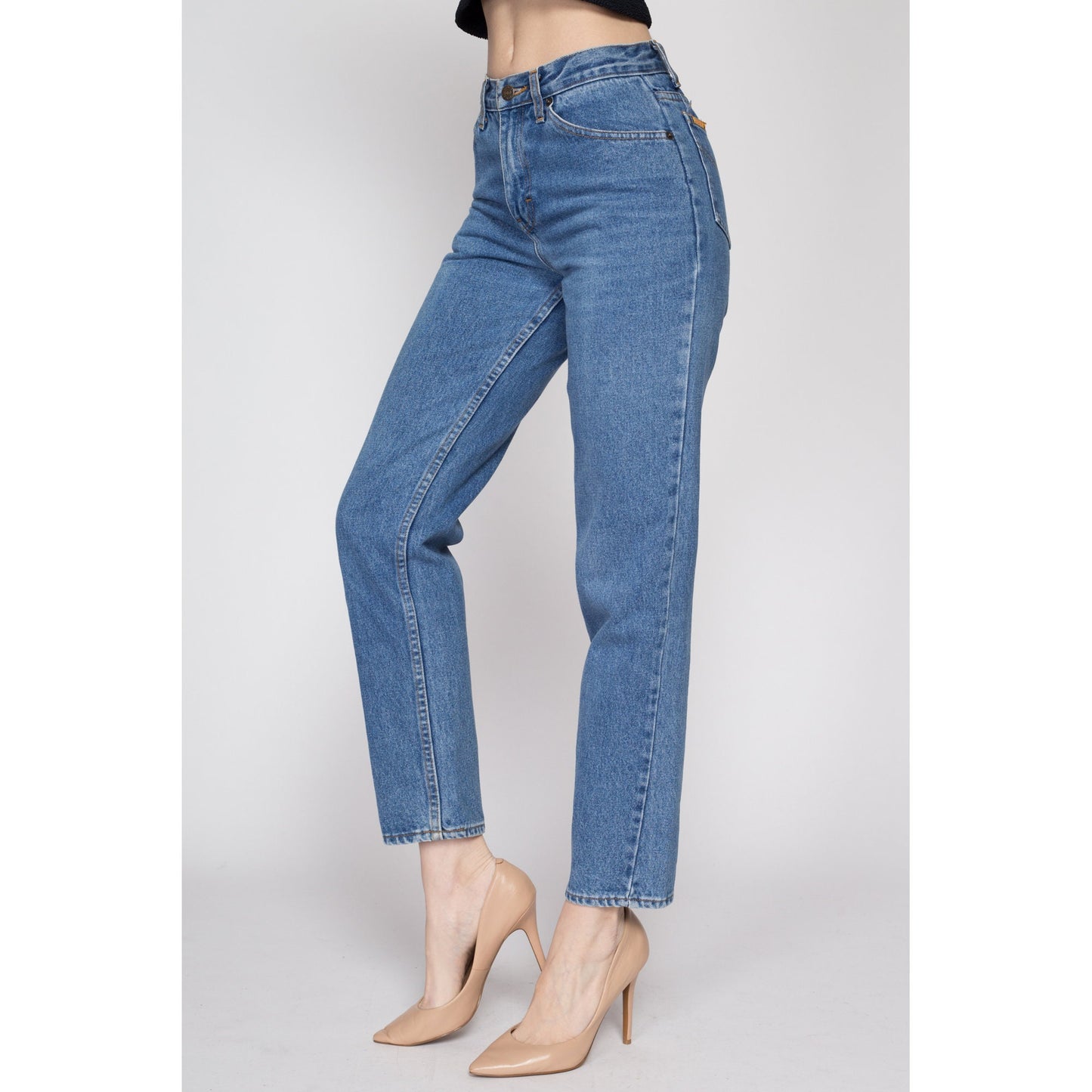 XS 90s Jordache Mid Rise Mom Jeans | Vintage Medium Wash Denim Tapered Leg Jeans