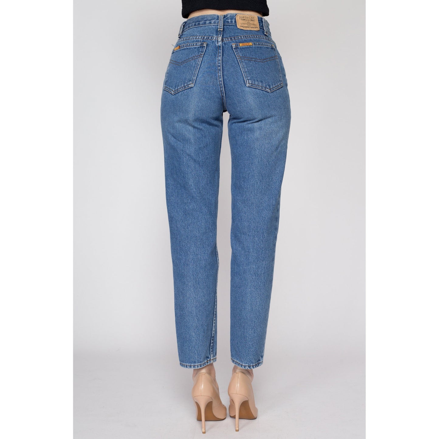XS 90s Jordache Mid Rise Mom Jeans | Vintage Medium Wash Denim Tapered Leg Jeans