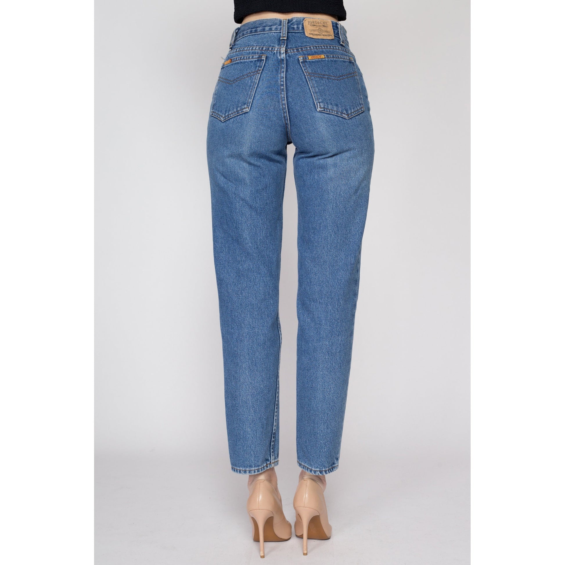 XS 90s Jordache Mid Rise Mom Jeans | Vintage Medium Wash Denim Tapered Leg Jeans