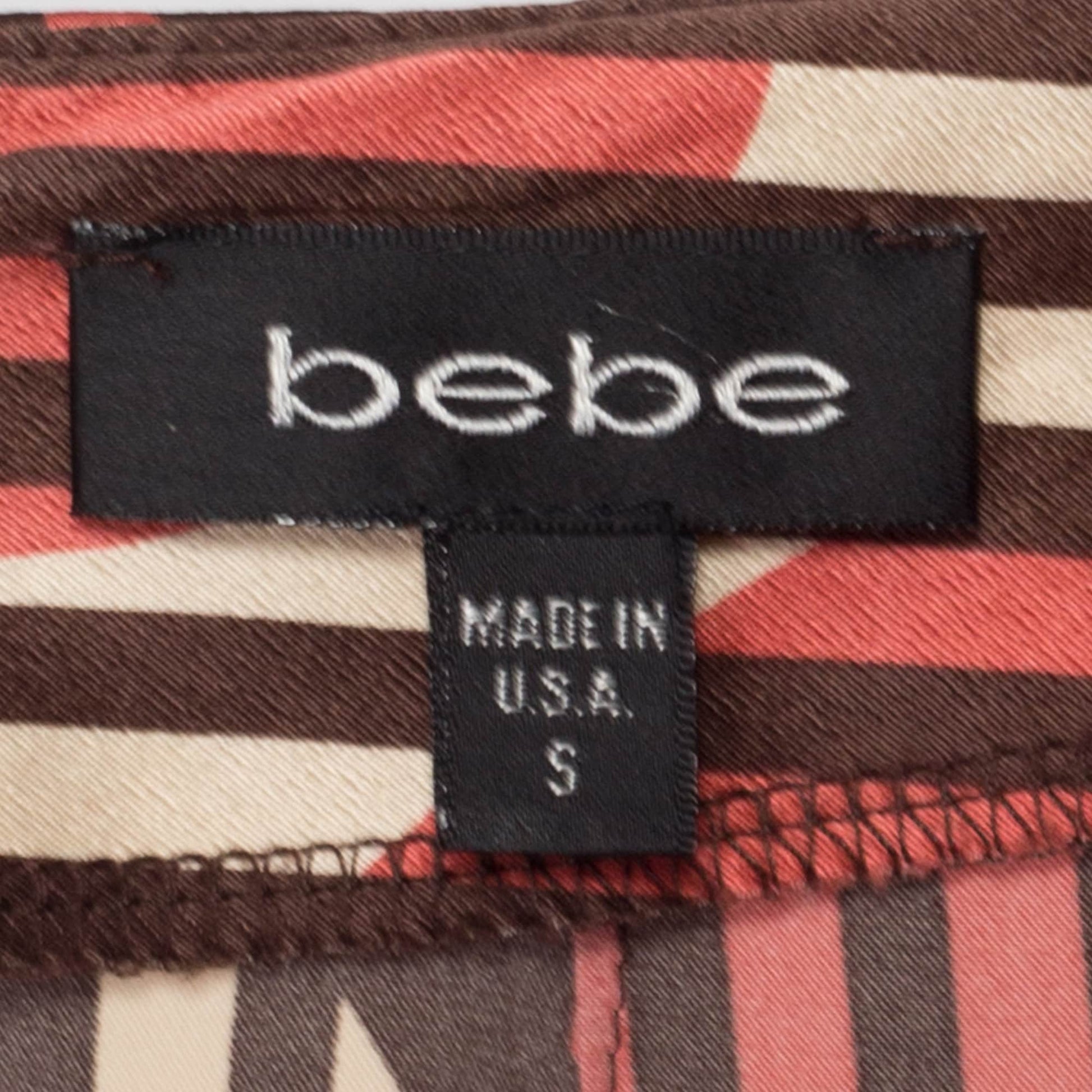 Small 90s Y2K Bebe Silk Striped Fairy Skirt | Vintage Boho Brown Hanky Scarf Hem Low Rise Slip Skirt