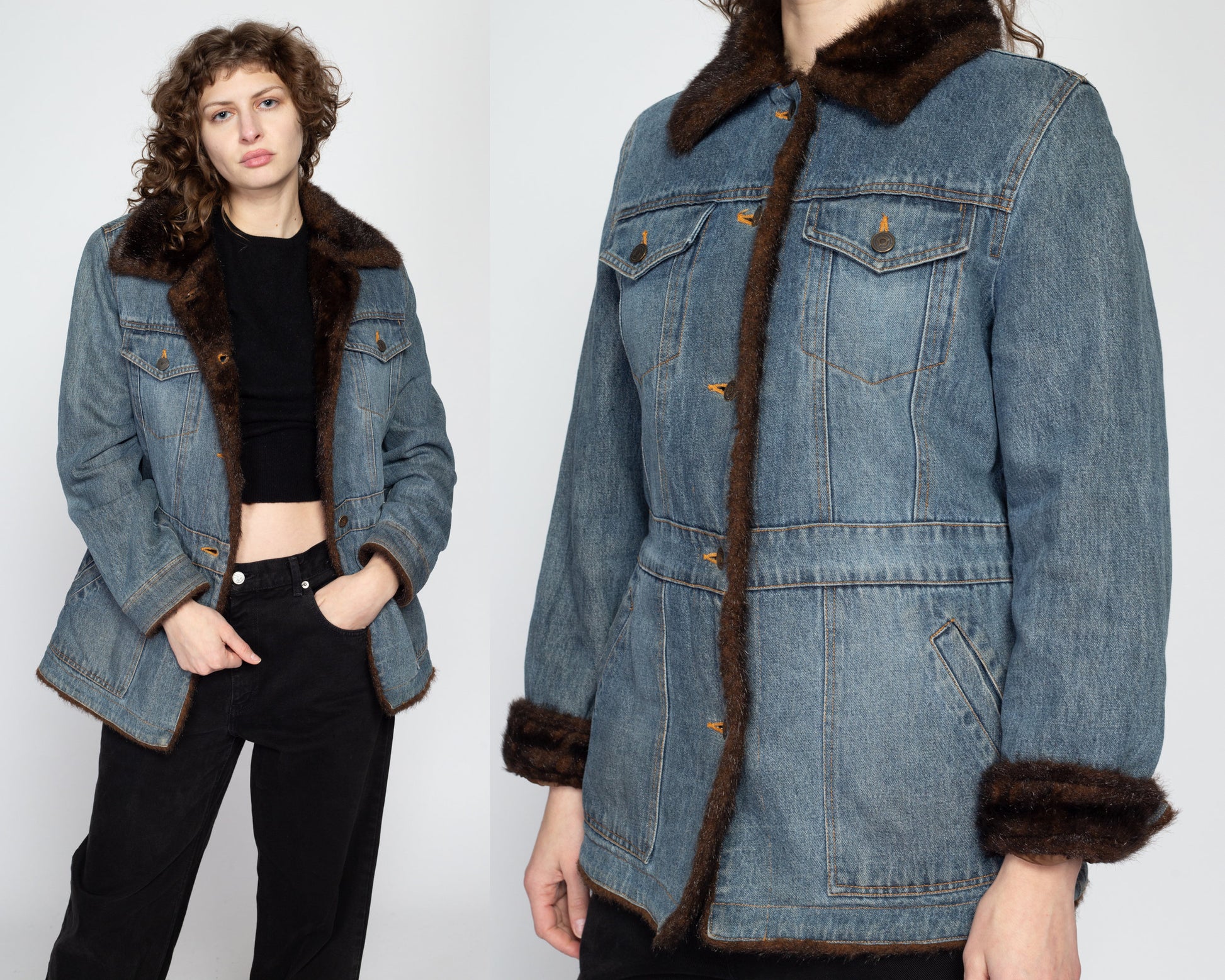 Medium 90s Denim Faux Fur Lined Jacket – Flying Apple Vintage