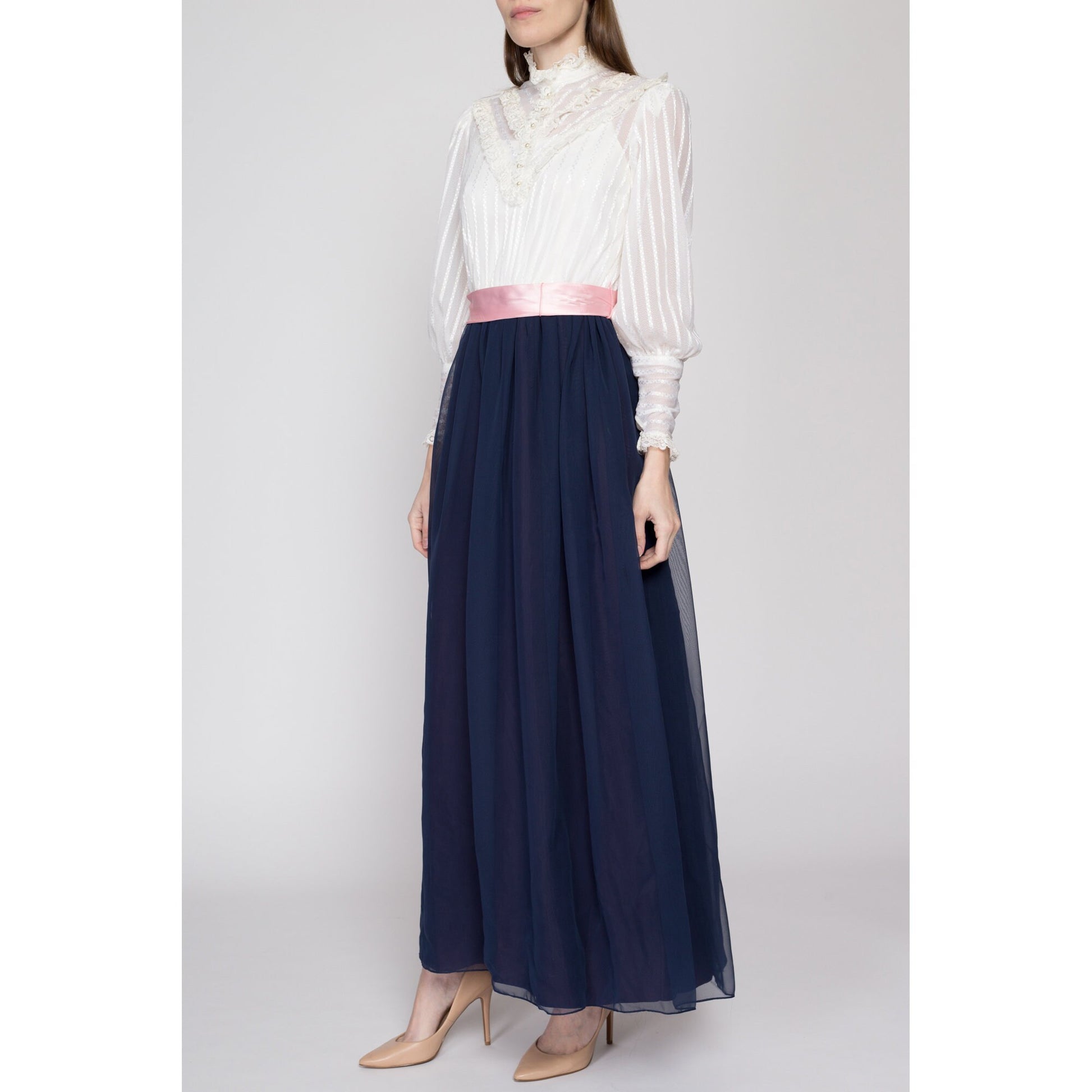 Navy White Top Blue Skirt Dress B Darlin Fit Flare Off White Lace