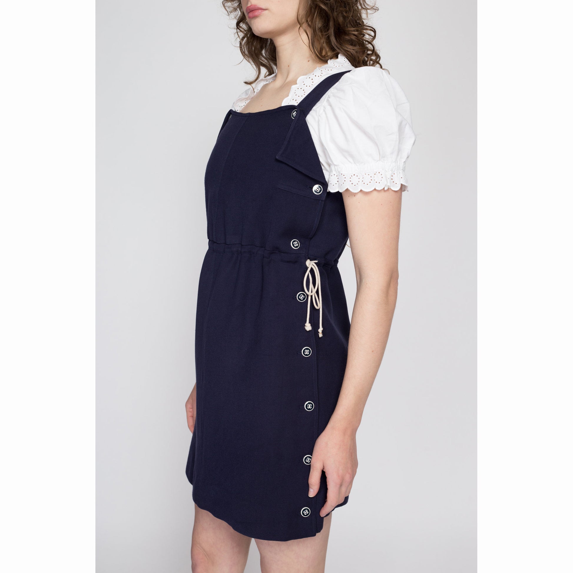 navy blue jumper dress 70s Courrges Navy Blue Mini Jumper Dress