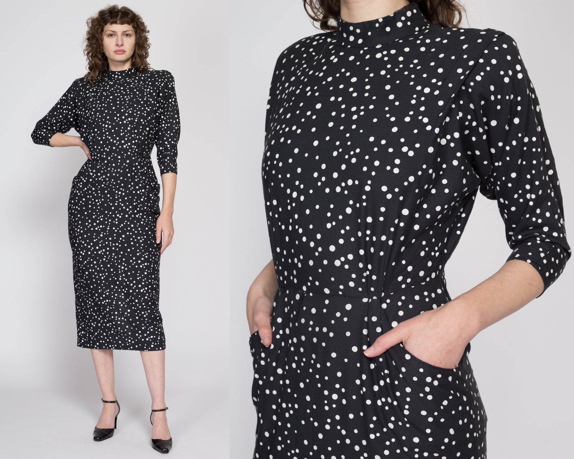 80s black and white dress 80s White Black Polka Dot Tulle Victor Costa | Branches Vintage - Miami, FL