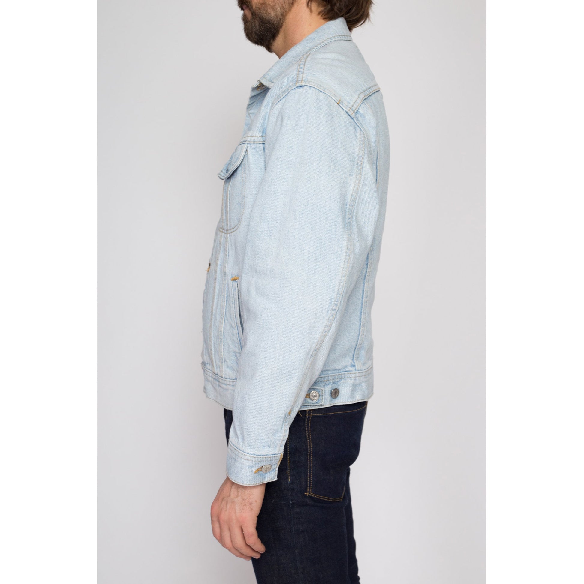 Medium 90s Lee Jean Jacket | Vintage Light Wash Denim Trucker Jacket