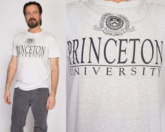 Med-Lrg 90s Princeton University T Shirt | Vintage Heather Grey New Jersey Collegiate Graphic Tee