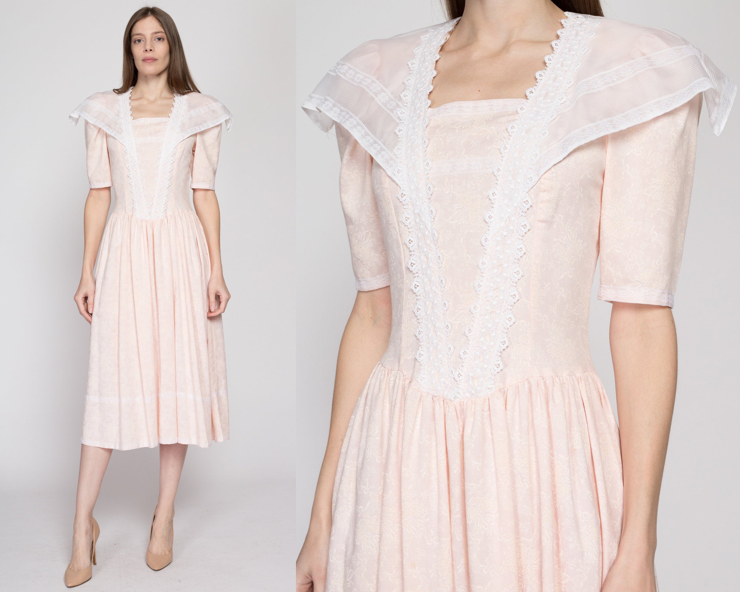 Gunne Sax Floral Sailor Collar Dress