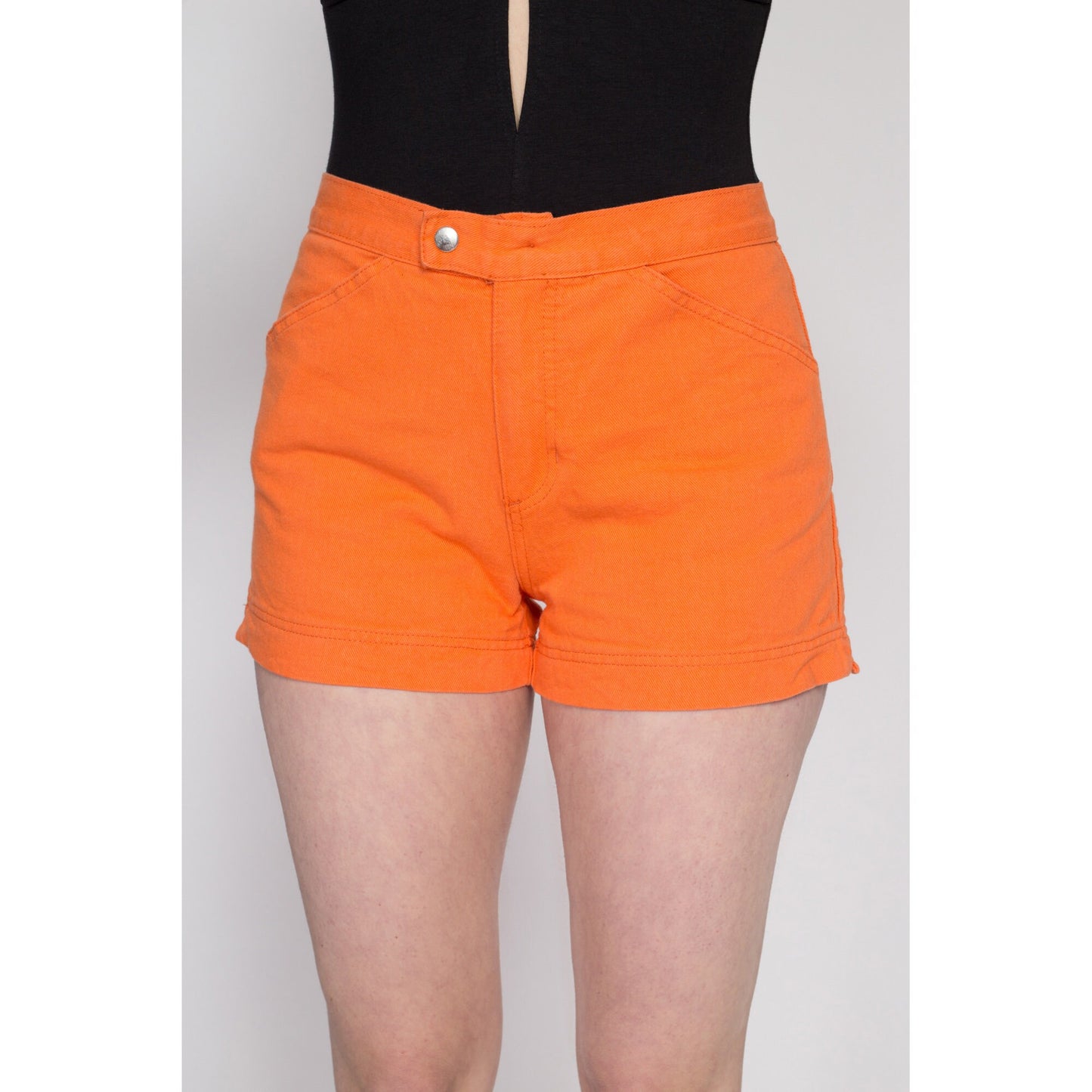 Medium 80s Orange Cheeky Jean Shorts | Vintage Be Bop Mid Rise Denim Booty Shorts