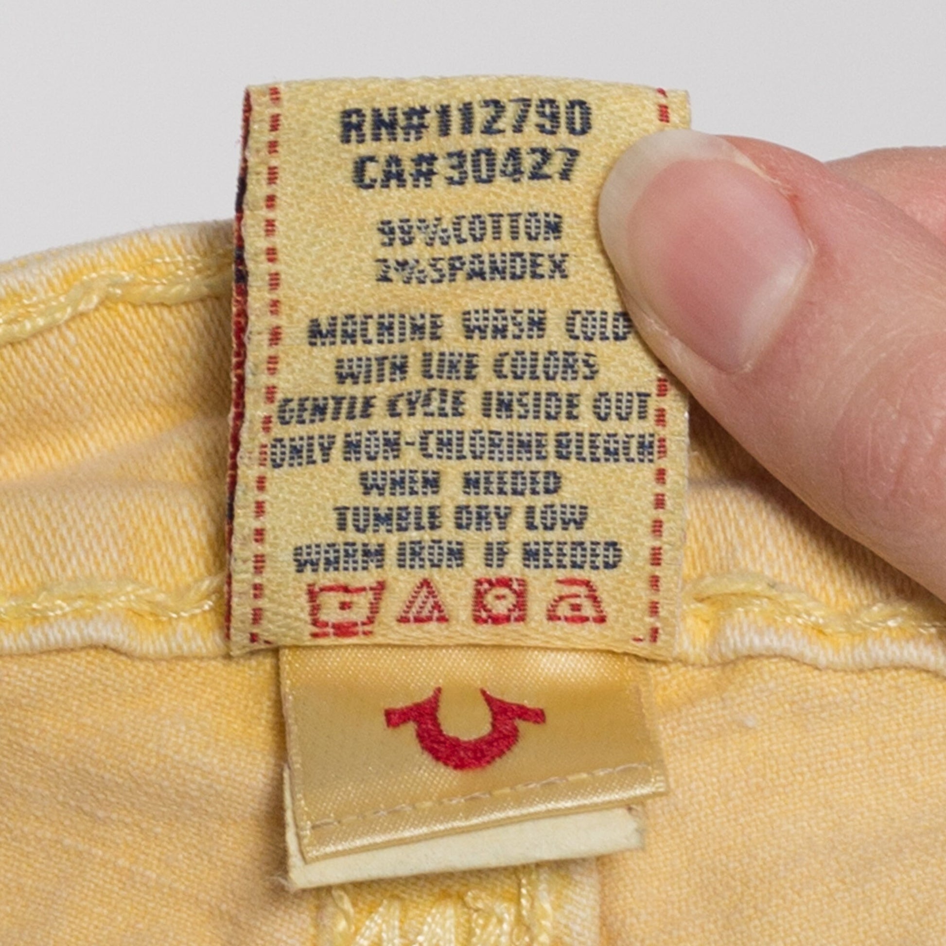 Medium Y2K True Religion Yellow Low Rise Cut Offs | Vintage Lily Denim Cutoff Bermuda Shorts