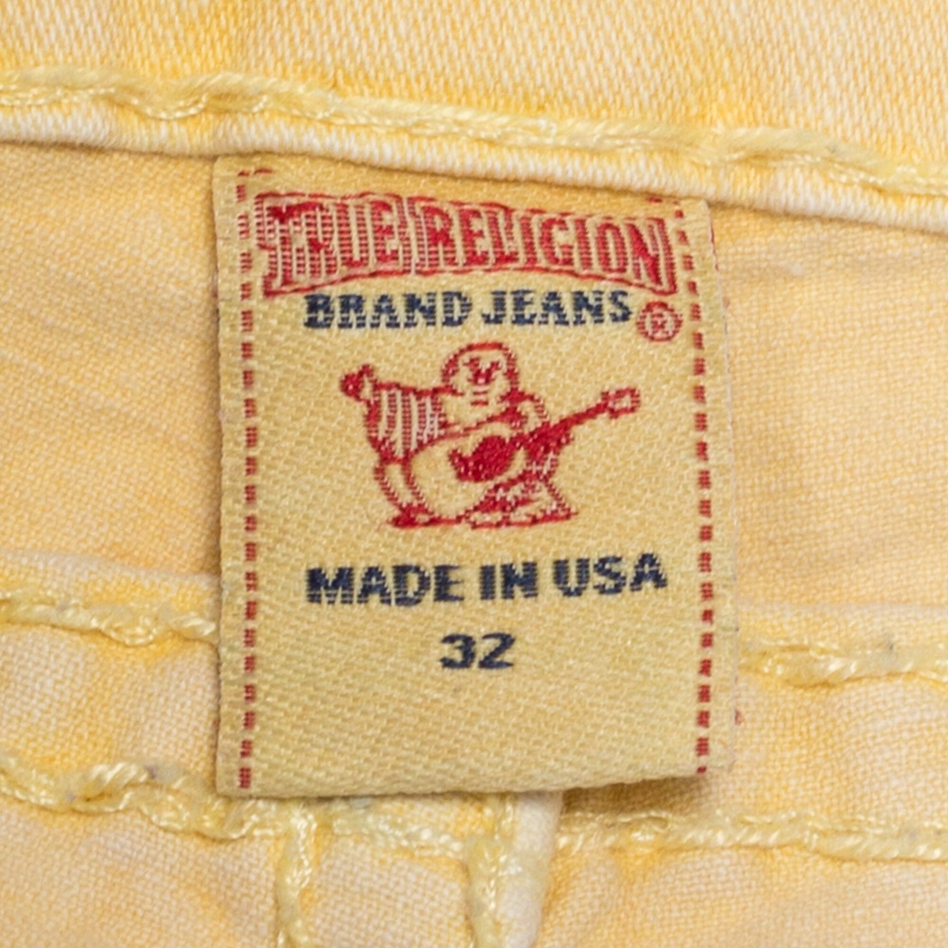 Medium Y2K True Religion Yellow Low Rise Cut Offs | Vintage Lily Denim Cutoff Bermuda Shorts