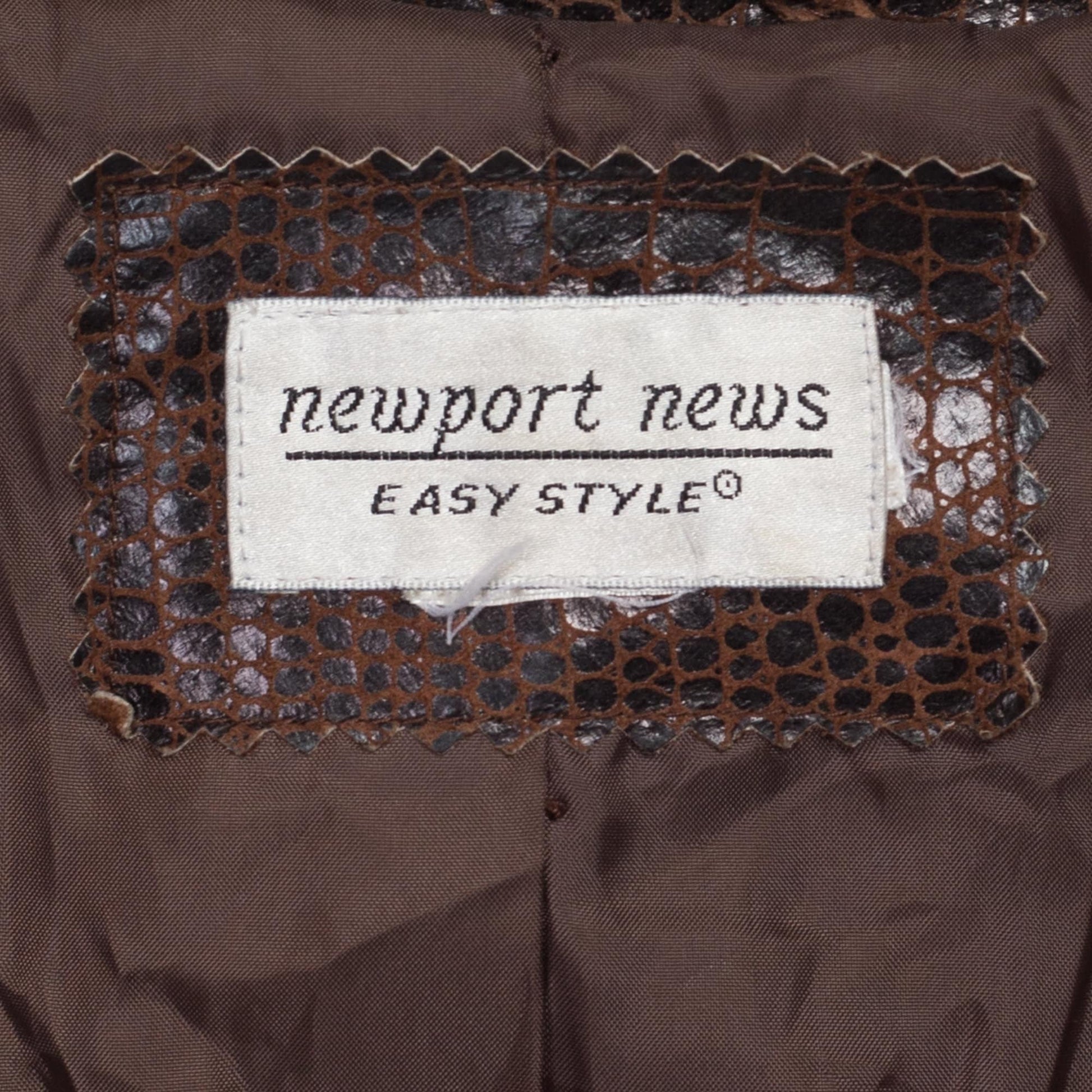 90s Brown Snakeskin Embossed Leather Trench Coat Extra Large