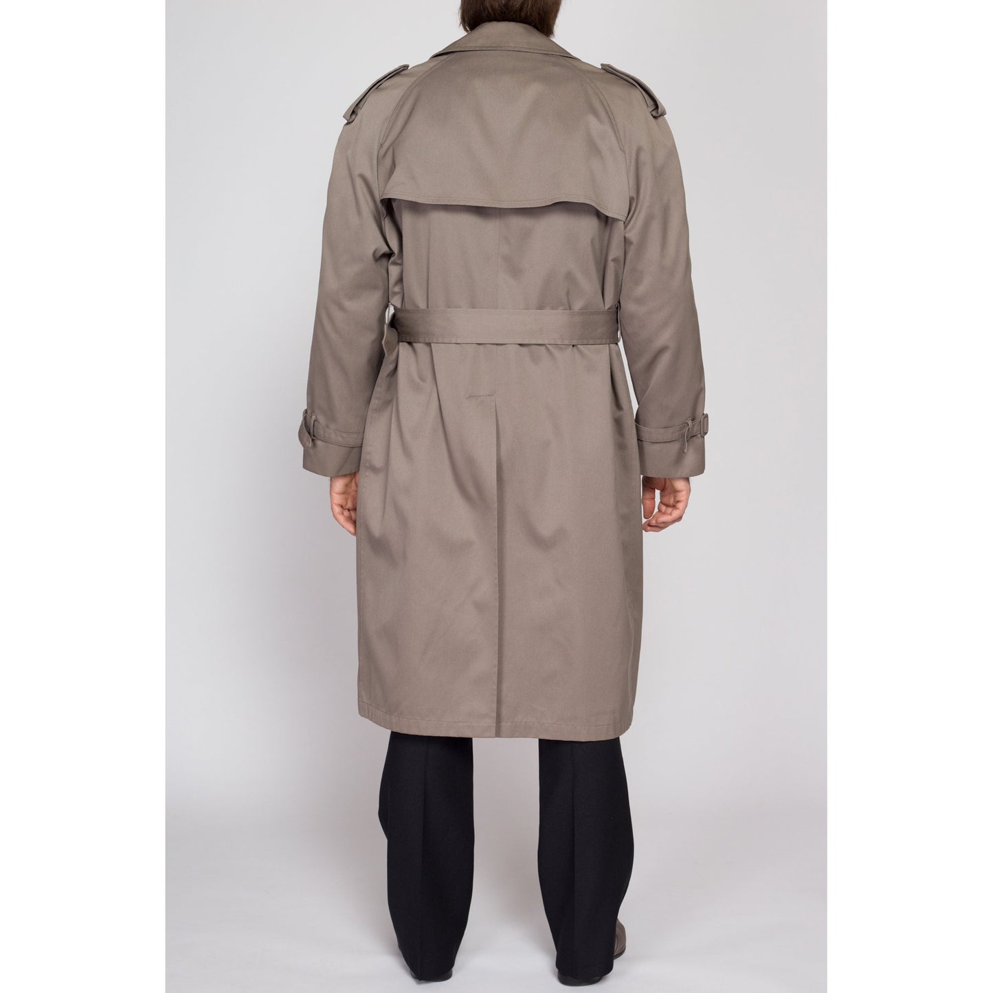 Large Vintage London Towne Taupe Trench Coat 44 Regular | 80s 90s London Fog Long Button Up Belted Duster Jacket