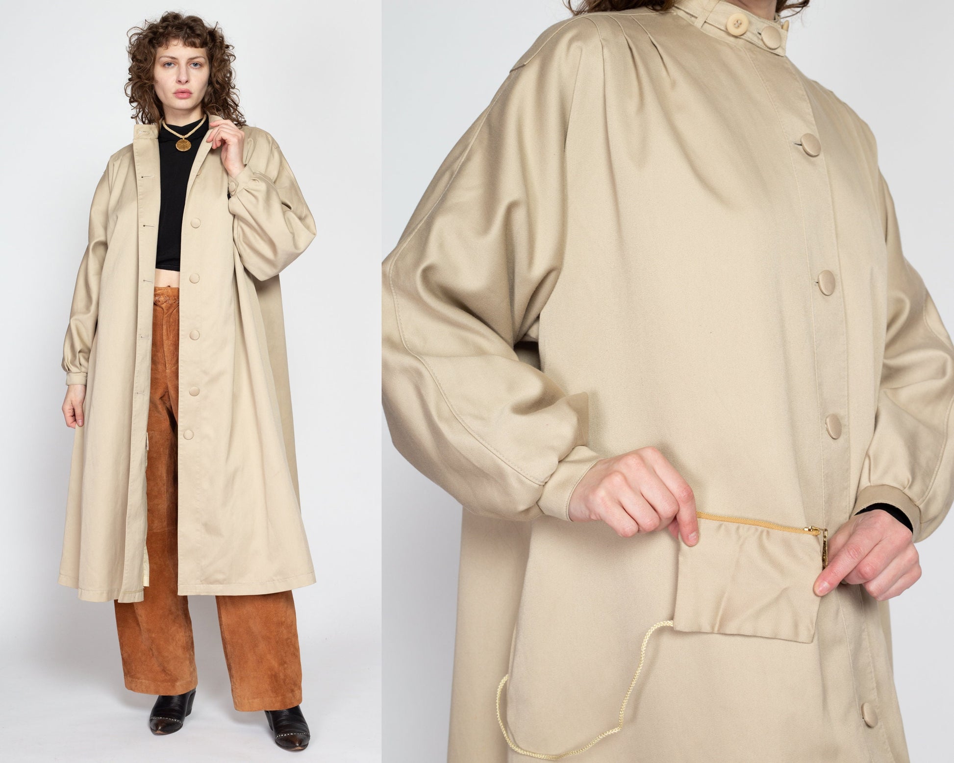 tent jacket 80s Misty Harbor Khaki Tent Trench Coat