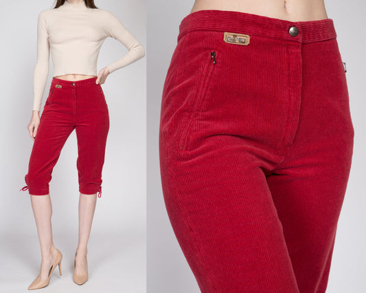 XS 70s Elho Red Corduroy Cross Country Ski Pants | Vintage Breeks Retro Sportswear Cropped Mid Rise Cords Knickers