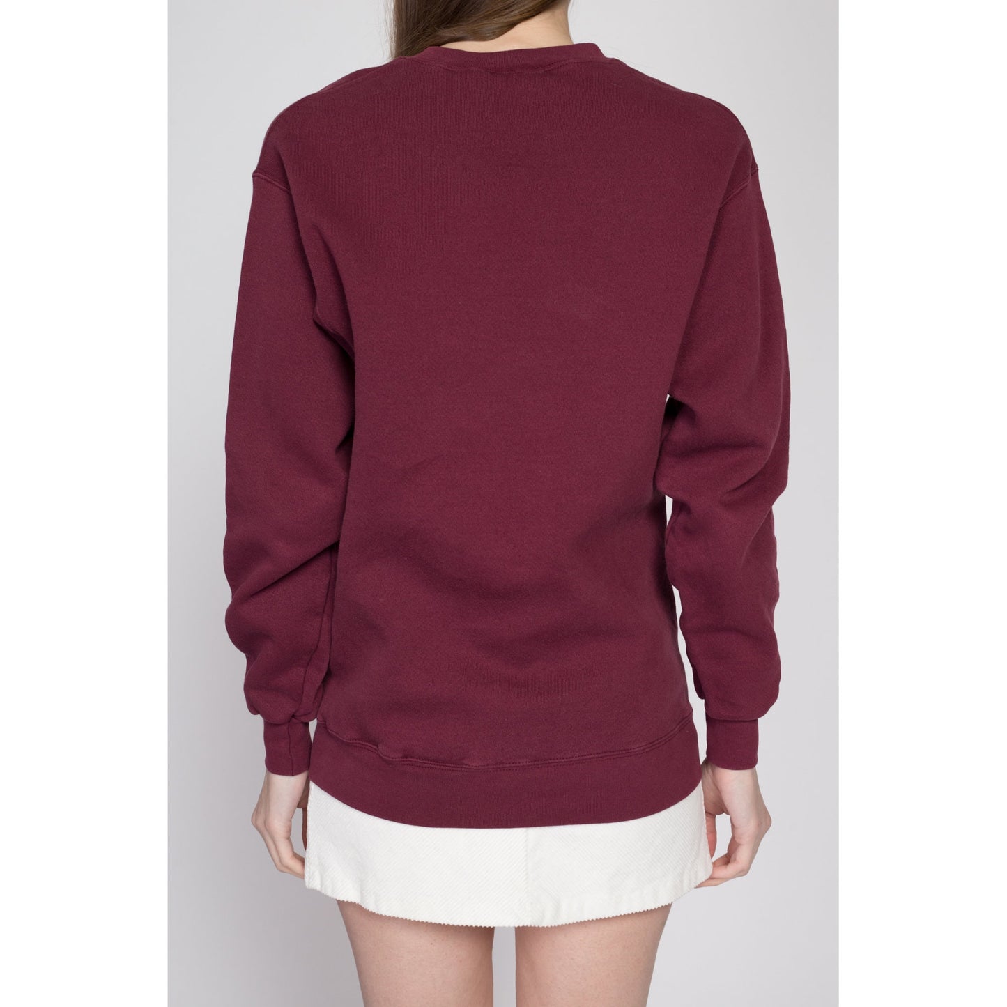 Small 90s Lee Wine Red Crewneck Sweatshirt | Vintage Blank Slouchy Plain Pullover