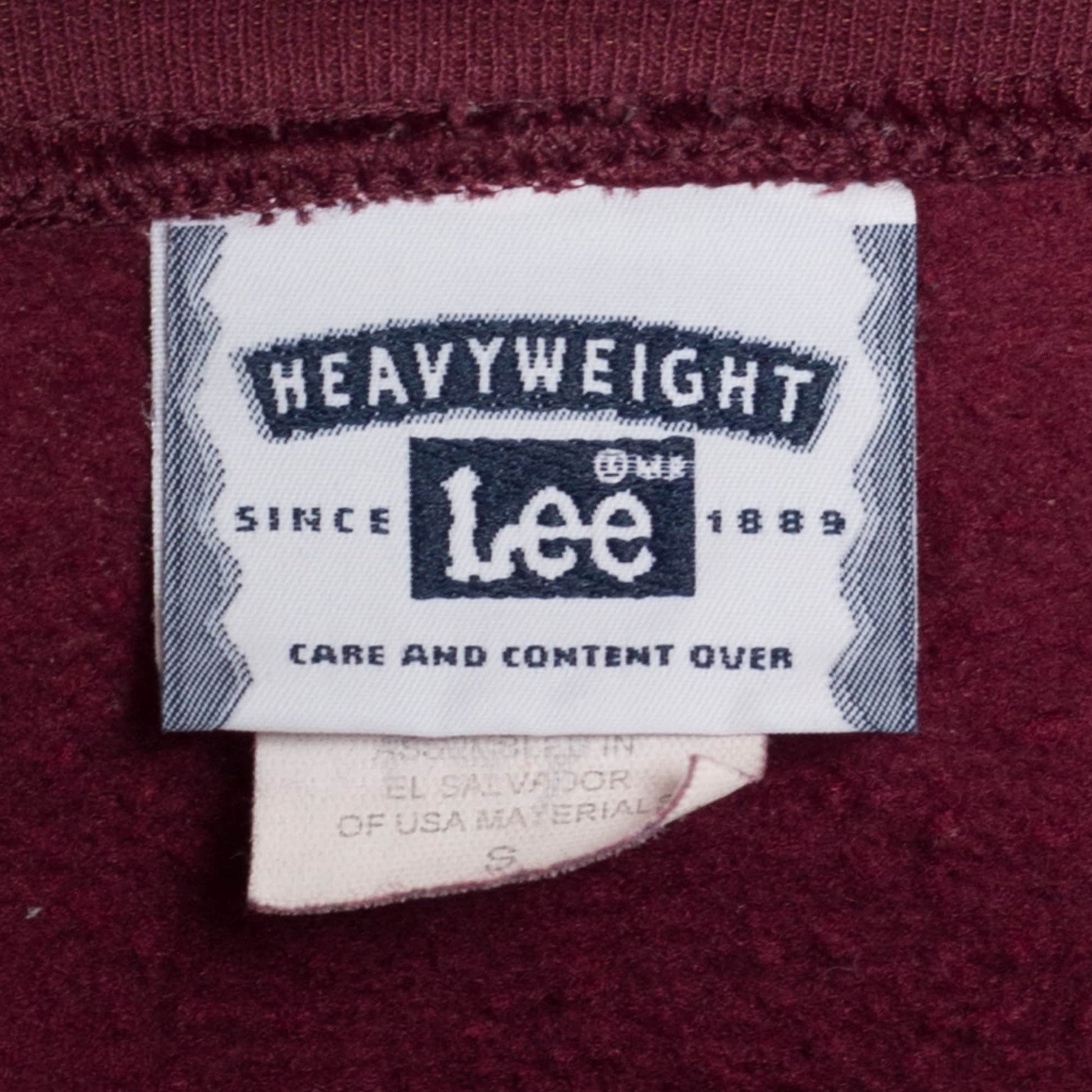 Small 90s Lee Wine Red Crewneck Sweatshirt | Vintage Blank Slouchy Plain Pullover