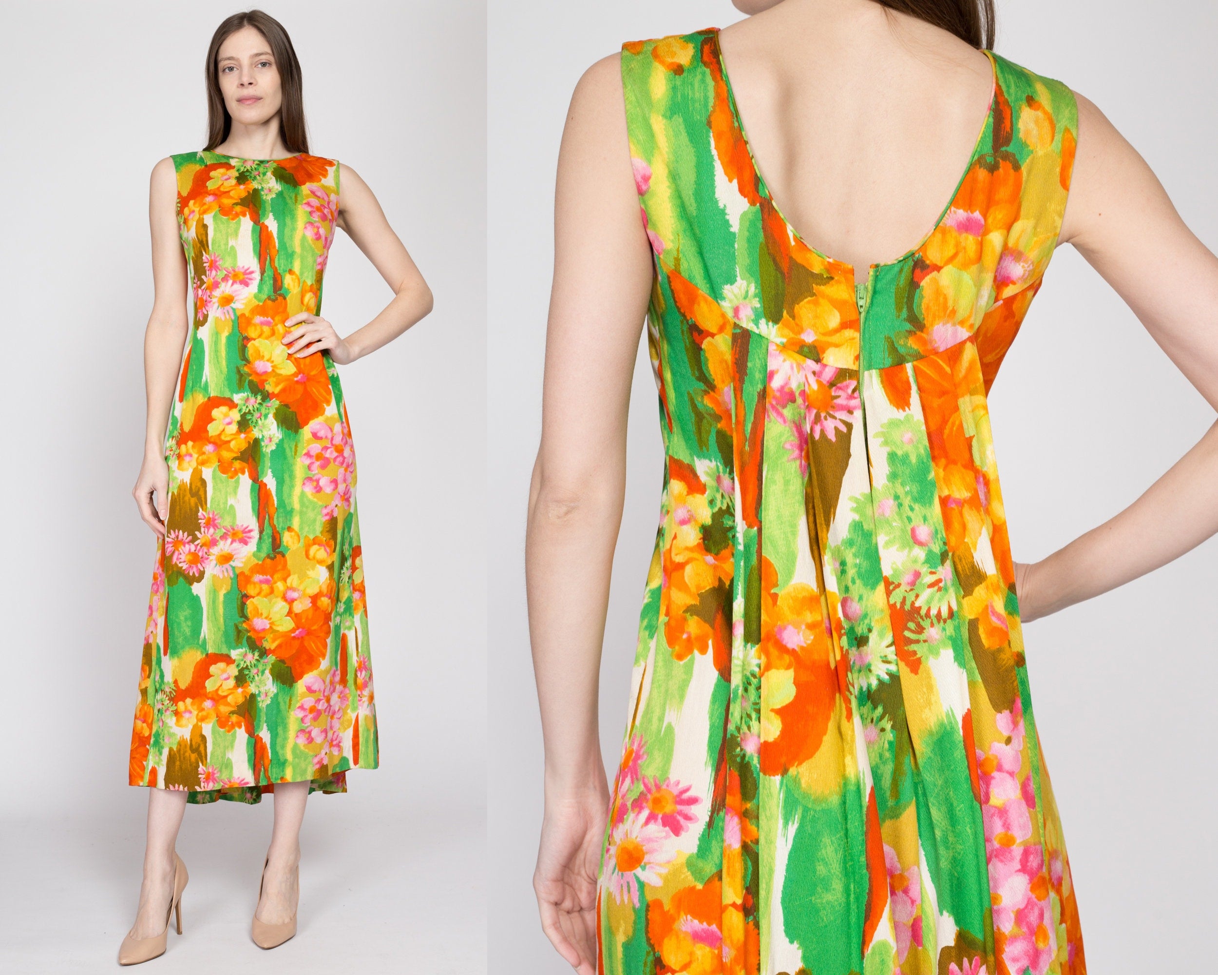 Hawaiian floral maxi dress sale