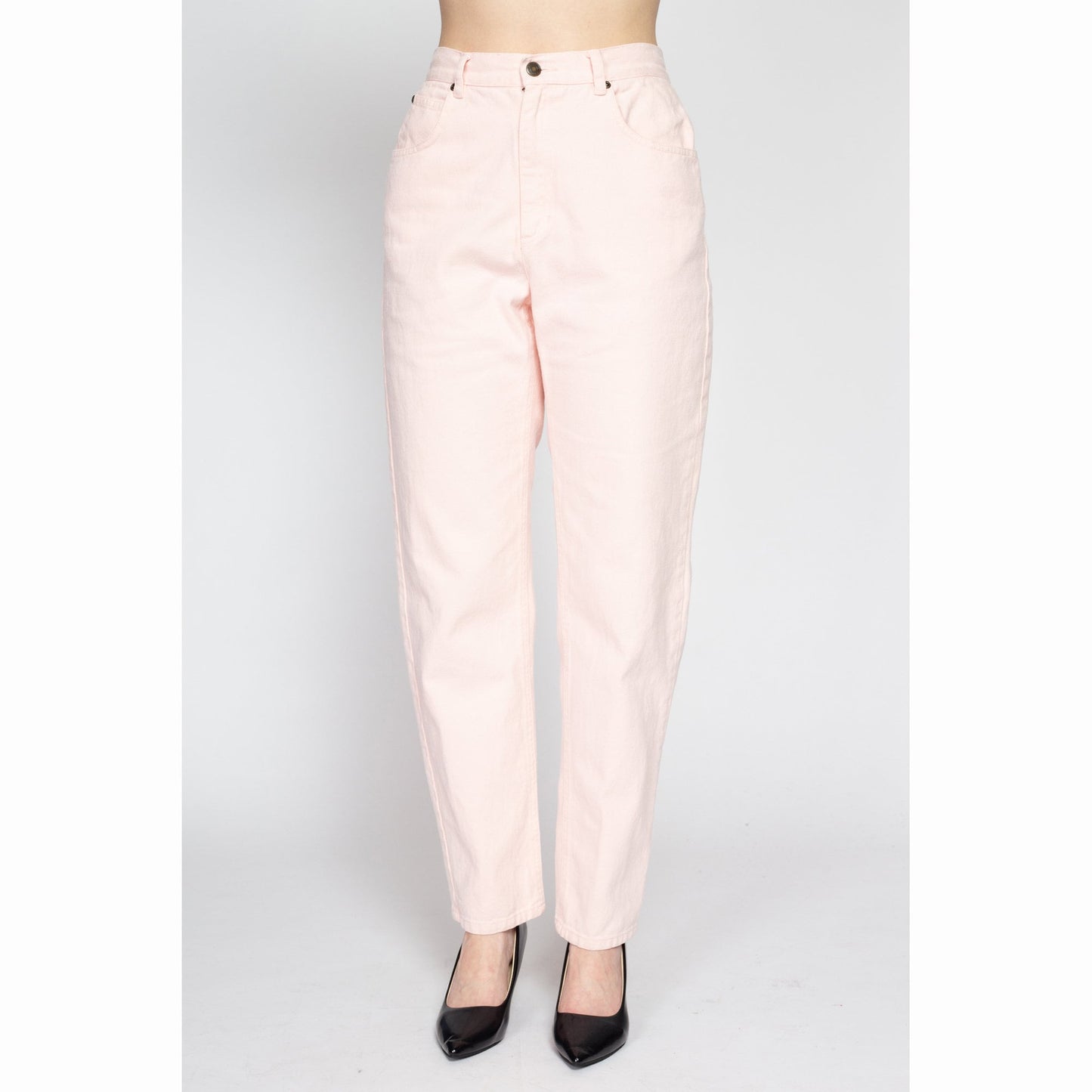 Medium 90s Liz Claiborne Light Pink Mom Jeans 28" | Vintage Lizwear Denim Tapered Leg High Waisted Jeans
