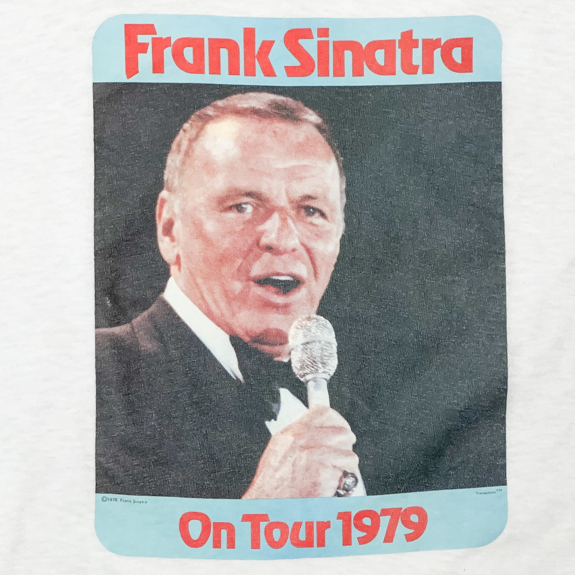 Small 1979 Frank Sinatra On Tour T Shirt | Vintage 70s White Iron On Graphic Music Tee