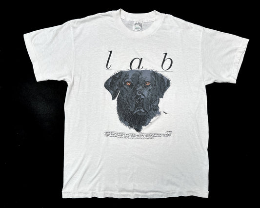 Large 80s Labrador Retriever T Shirt | Vintage Black Lab Dog Breed Graphic Animal Tee