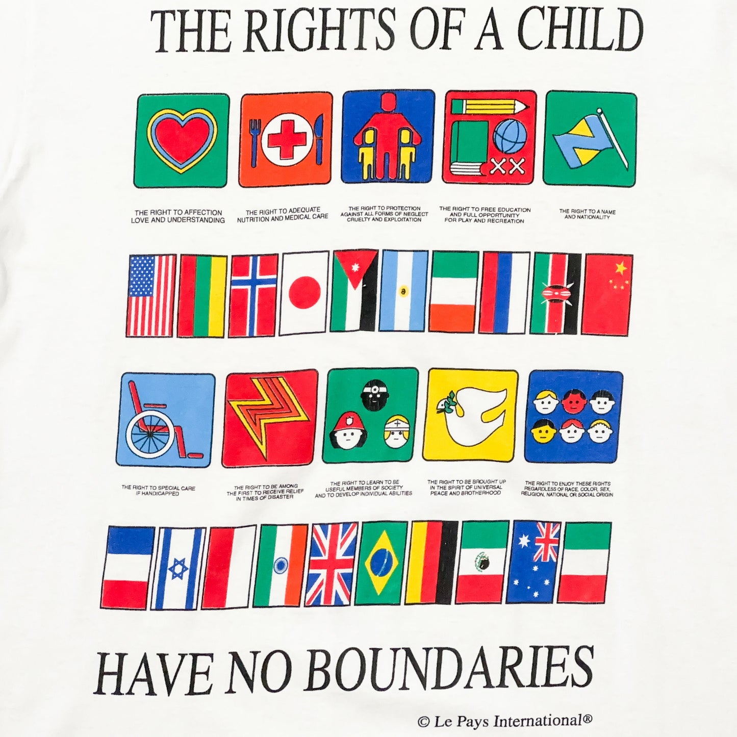Large 90s The Rights Of A Child Have No Boundaries T Shirt | Vintage Human Rights Political Graphic Tee