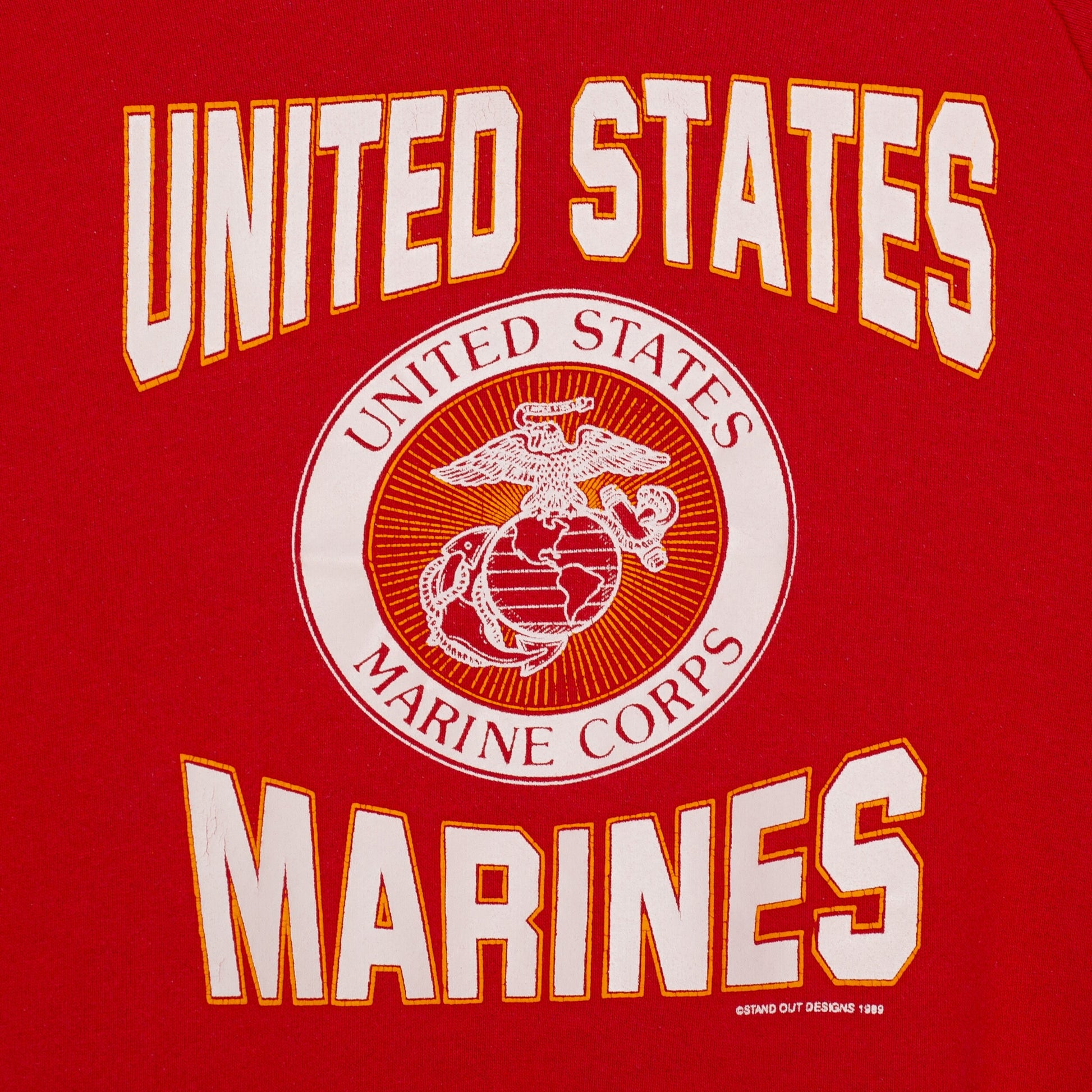 Medium 80s US Marine Corps Raglan Sweatshirt | Vintage USMC Red Military Graphic Crewneck Pullover