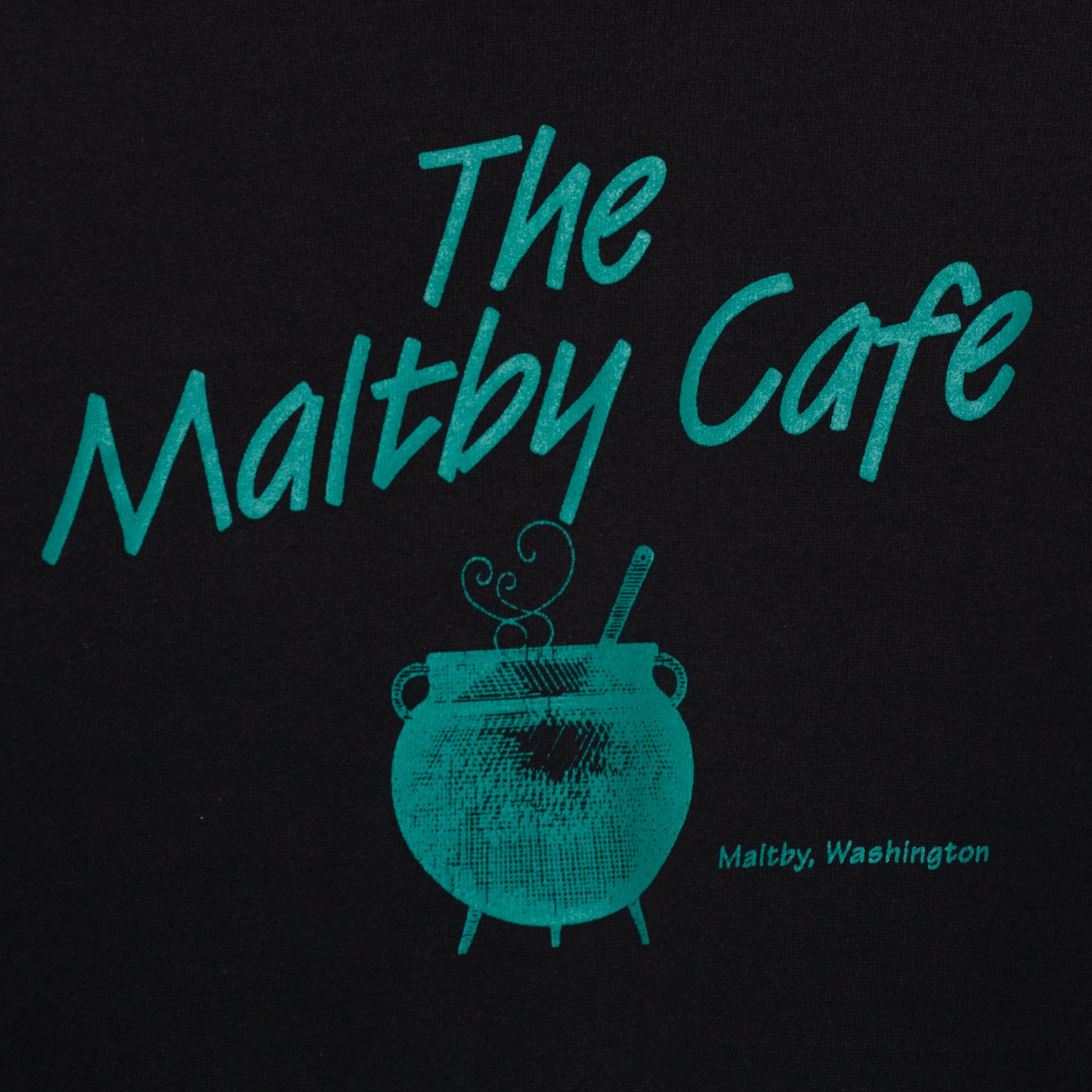XL 90s Maltby Cafe Washington Sweatshirt | Vintage Black Cauldron Graphic Tourist Crewneck