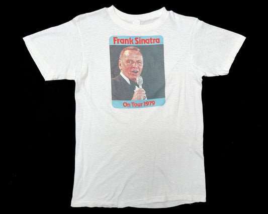 Small 1979 Frank Sinatra On Tour T Shirt | Vintage 70s White Iron On Graphic Music Tee