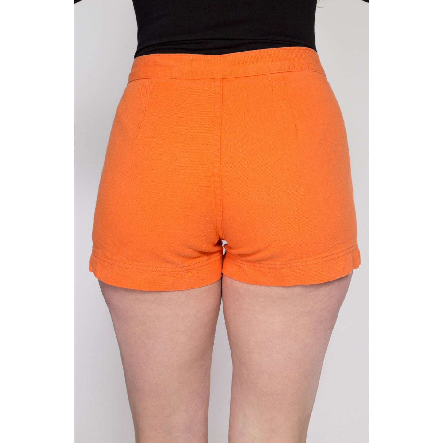 Medium 80s Orange Cheeky Jean Shorts | Vintage Be Bop Mid Rise Denim Booty Shorts