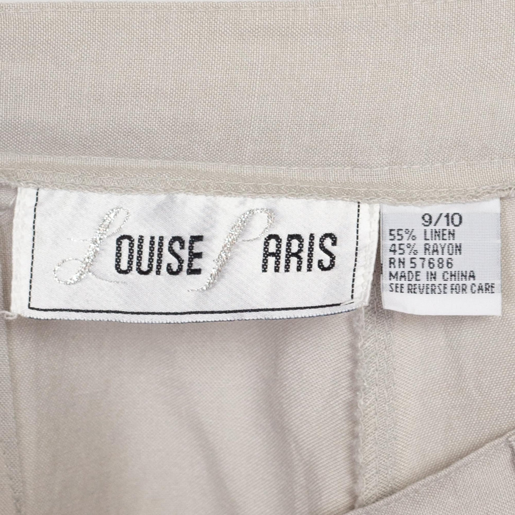 Medium 90s Linen Blend High Waisted Shorts 28" | Vintage Minimalist Light Grey Pleated Wide Cuffed Leg Mom Shorts