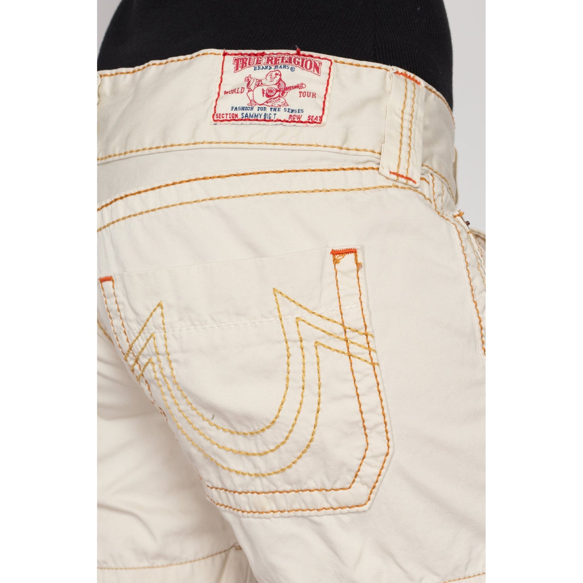 Medium Y2K True Religion Low Rise Shorts | Vintage Sammy Big T Khaki Cotton Shorts