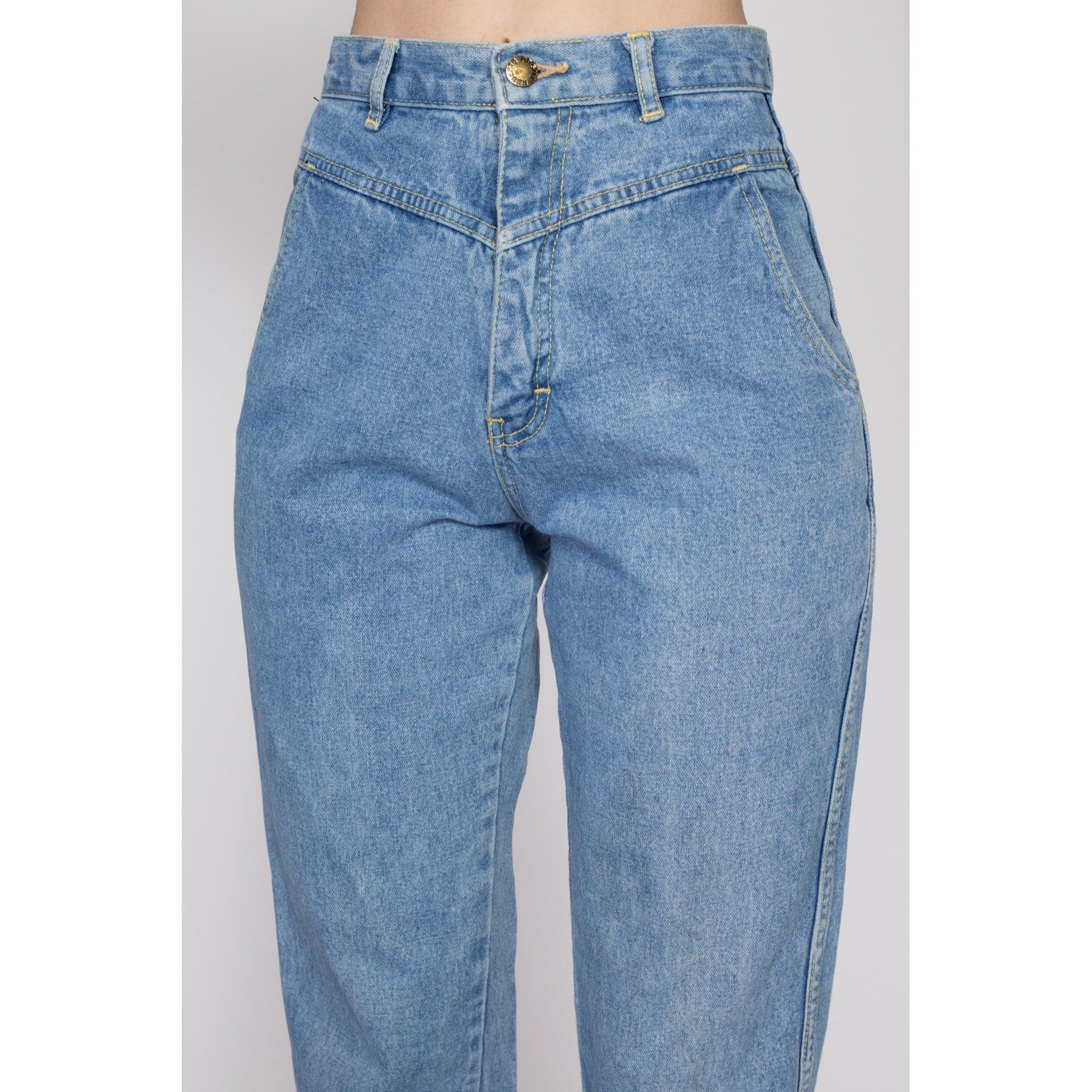 XS 80s High Waisted Yoke Jeans 24.5 Flying Apple Vintage