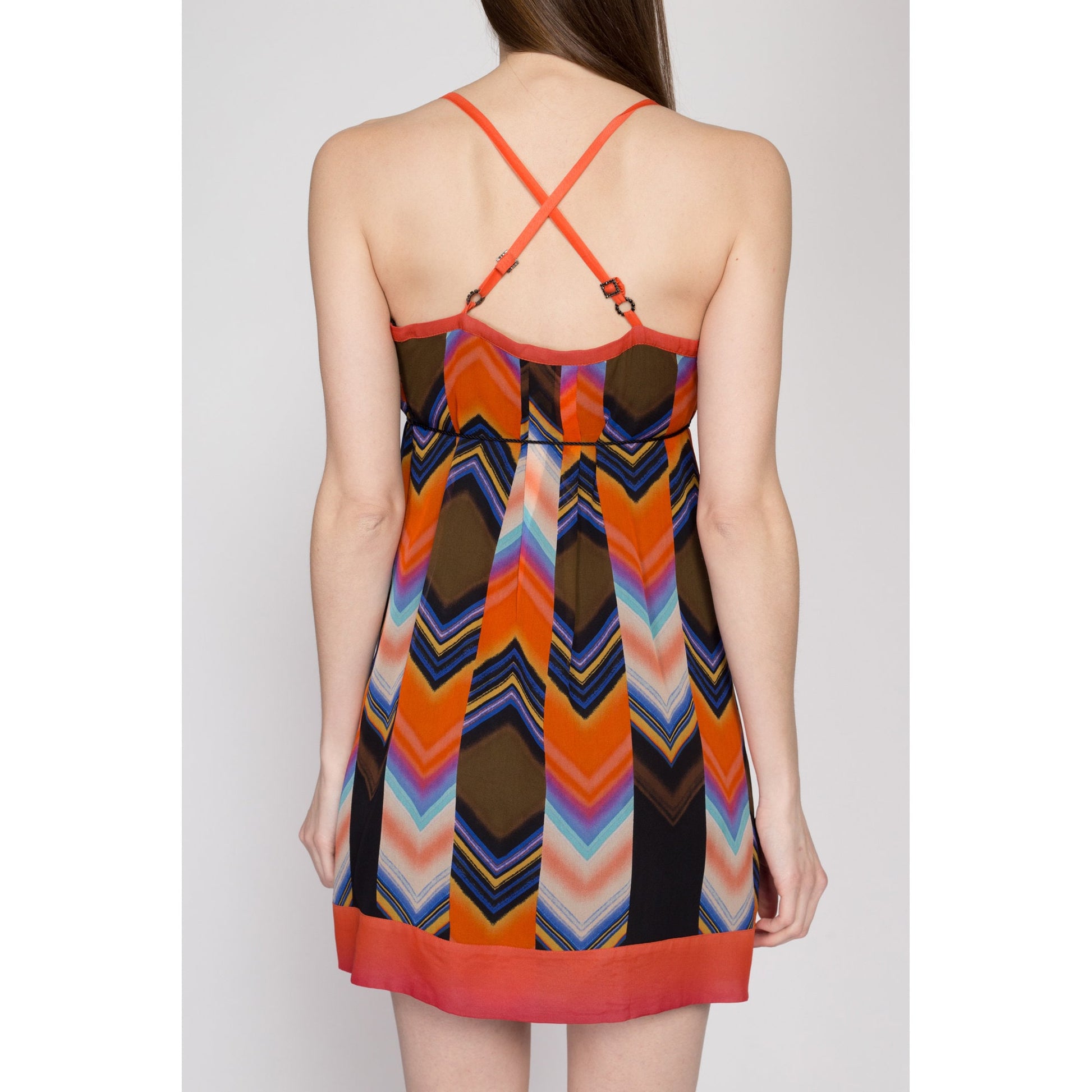 Y2K Guess Silk Chevron Mini Party Dress