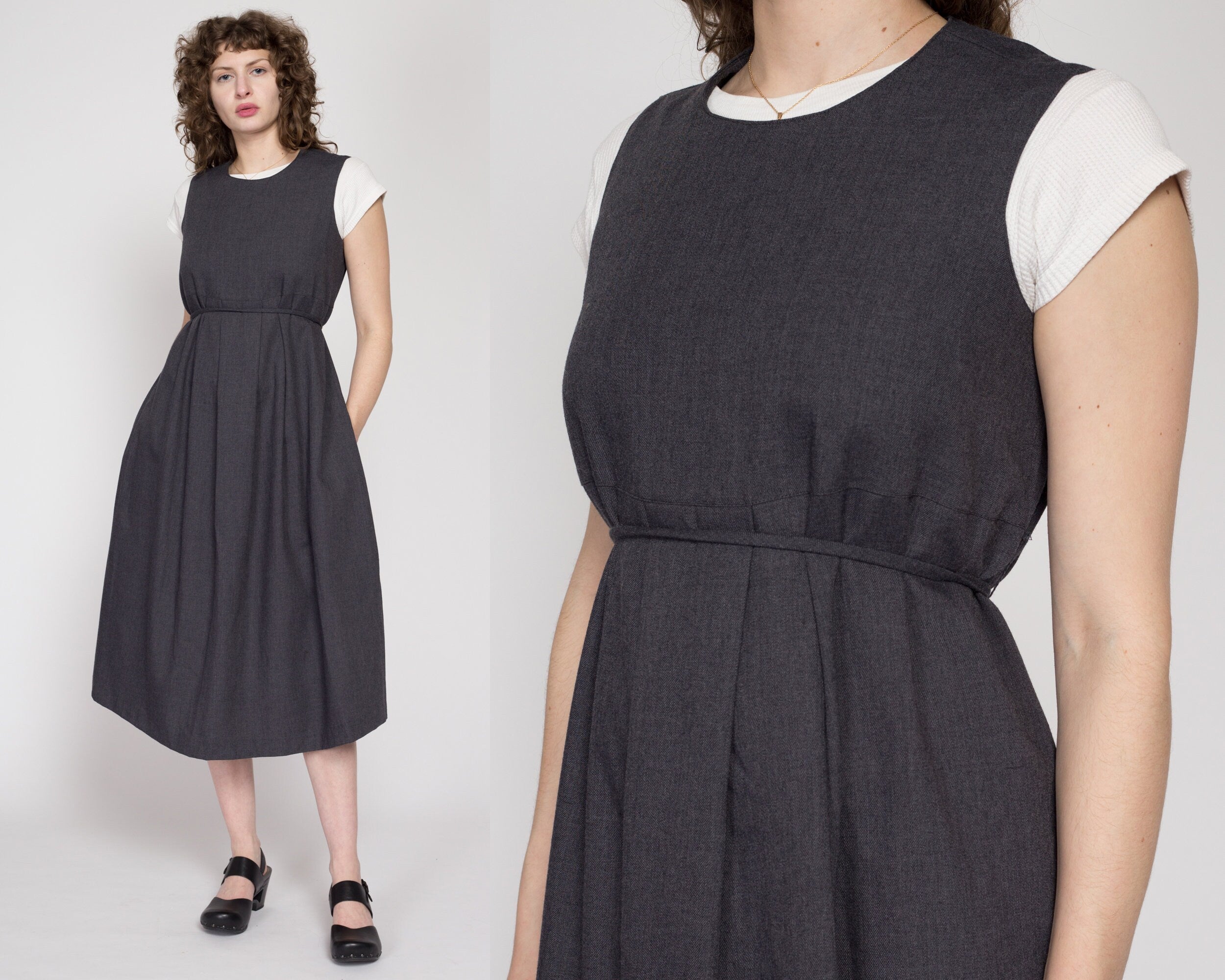 Vintage denim print pinafore dress – Dearly Vintage