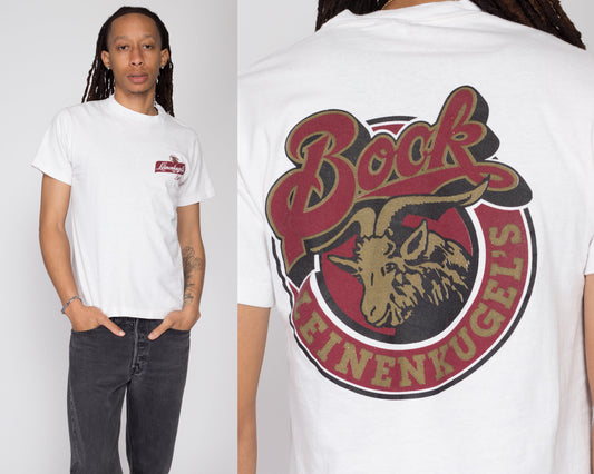 Medium 90s Leinenkugel Bock Beer T Shirt | Vintage White Graphic Tee