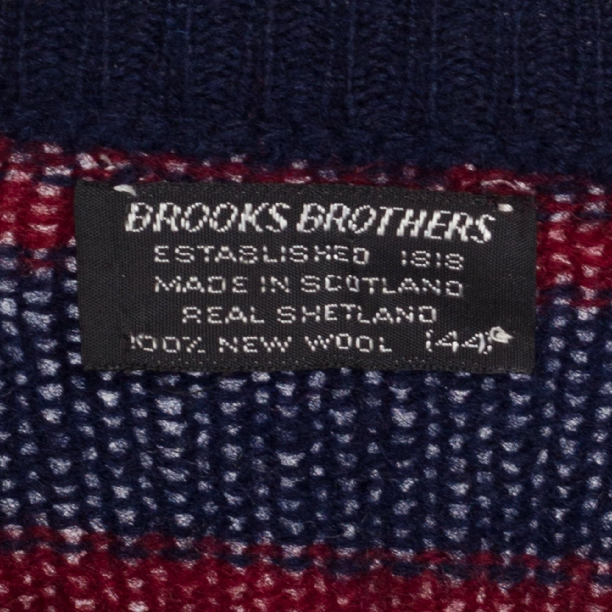Medium 80s Brooks Brothers Striped Shetland Wool Sweater | Vintage Navy Blue & Red Made In Scotland Knit Pullover Jumper