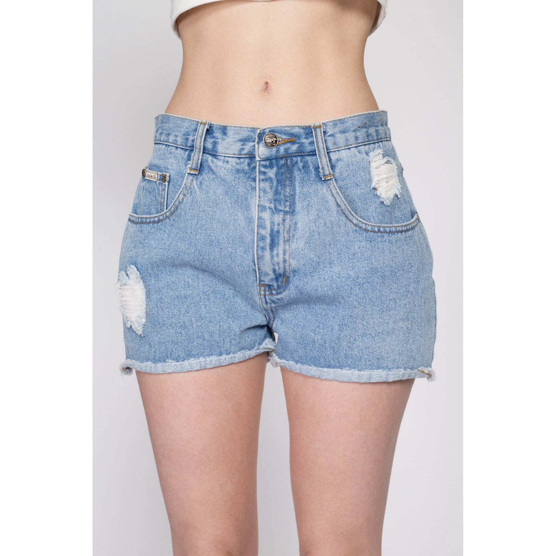 Retro Cut Off Cheeky Jean Shorts - Small