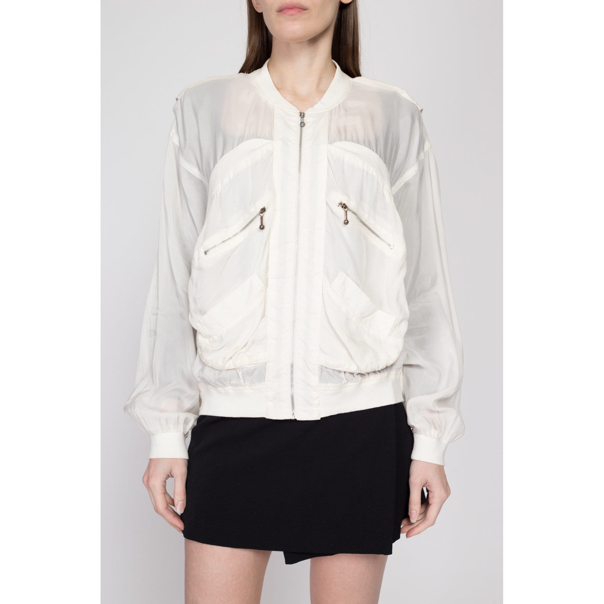 Lrg-XL 80s Sheer White Slouchy Windbreaker Jacket – Flying