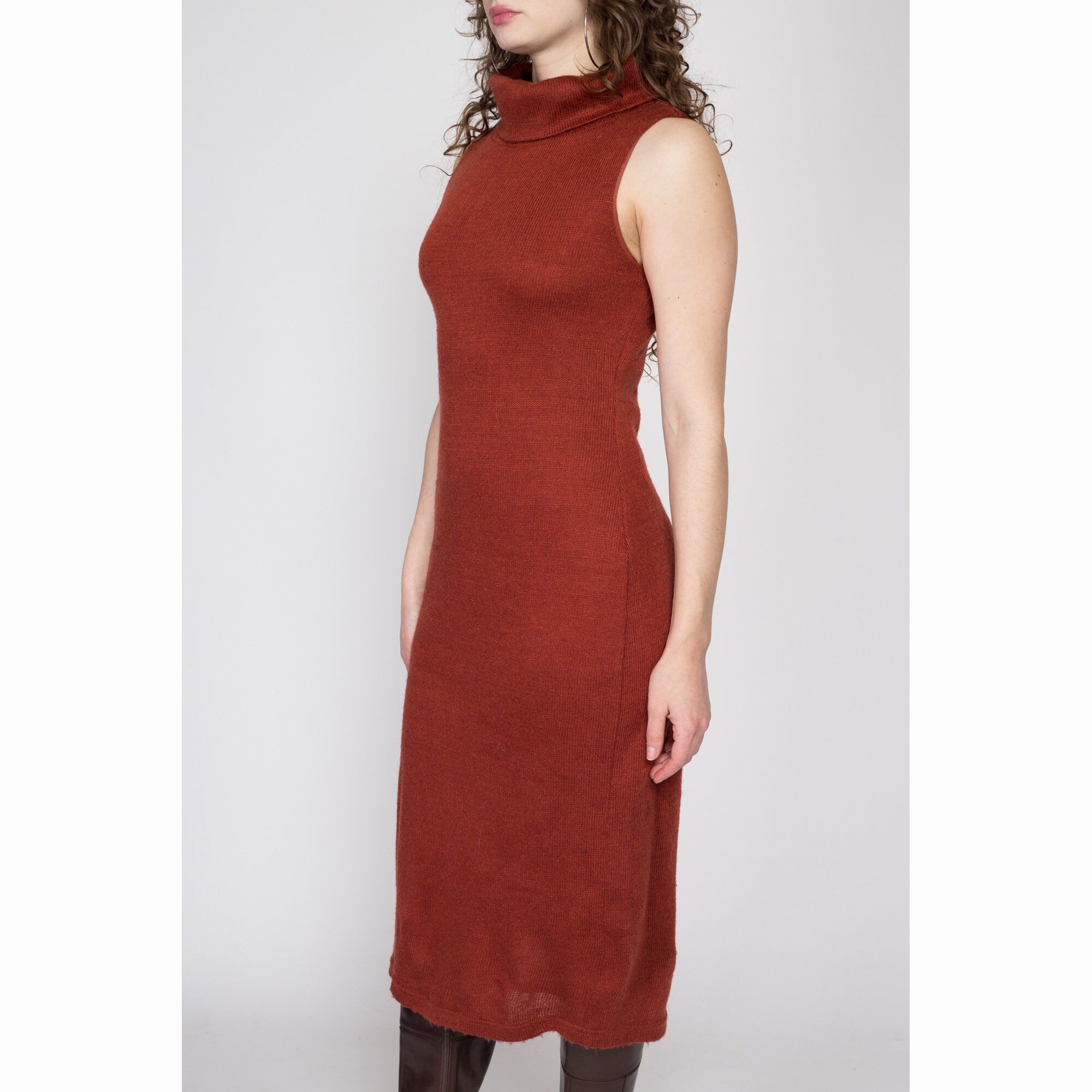 Orange turtleneck sweater dress 2025