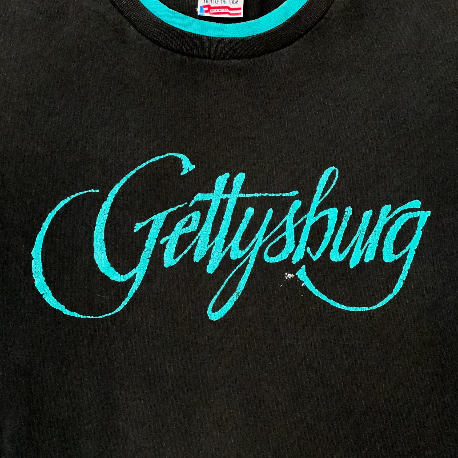 Large 90s Gettysburg Pennsylvania Tourist T Shirt | Vintage Black Cuffed Graphic Souvenir Tee
