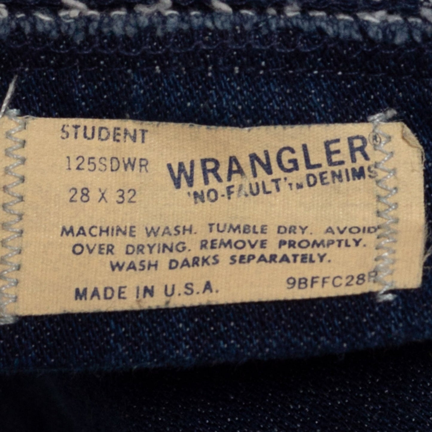 XS 70s Wrangler Dark Wash Rainbow Tag Flared Jeans | Vintage No Fault Denim Mid High Rise Bootcut Jeans