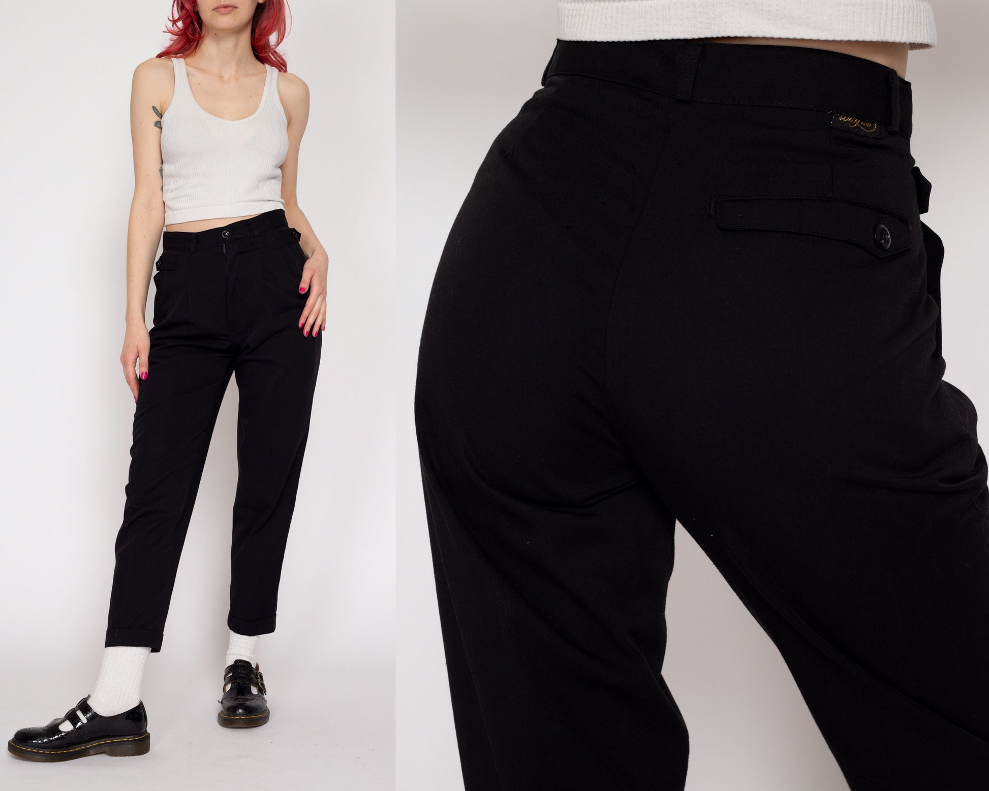 Petite XS 80s Black Pleated High Waisted Pants