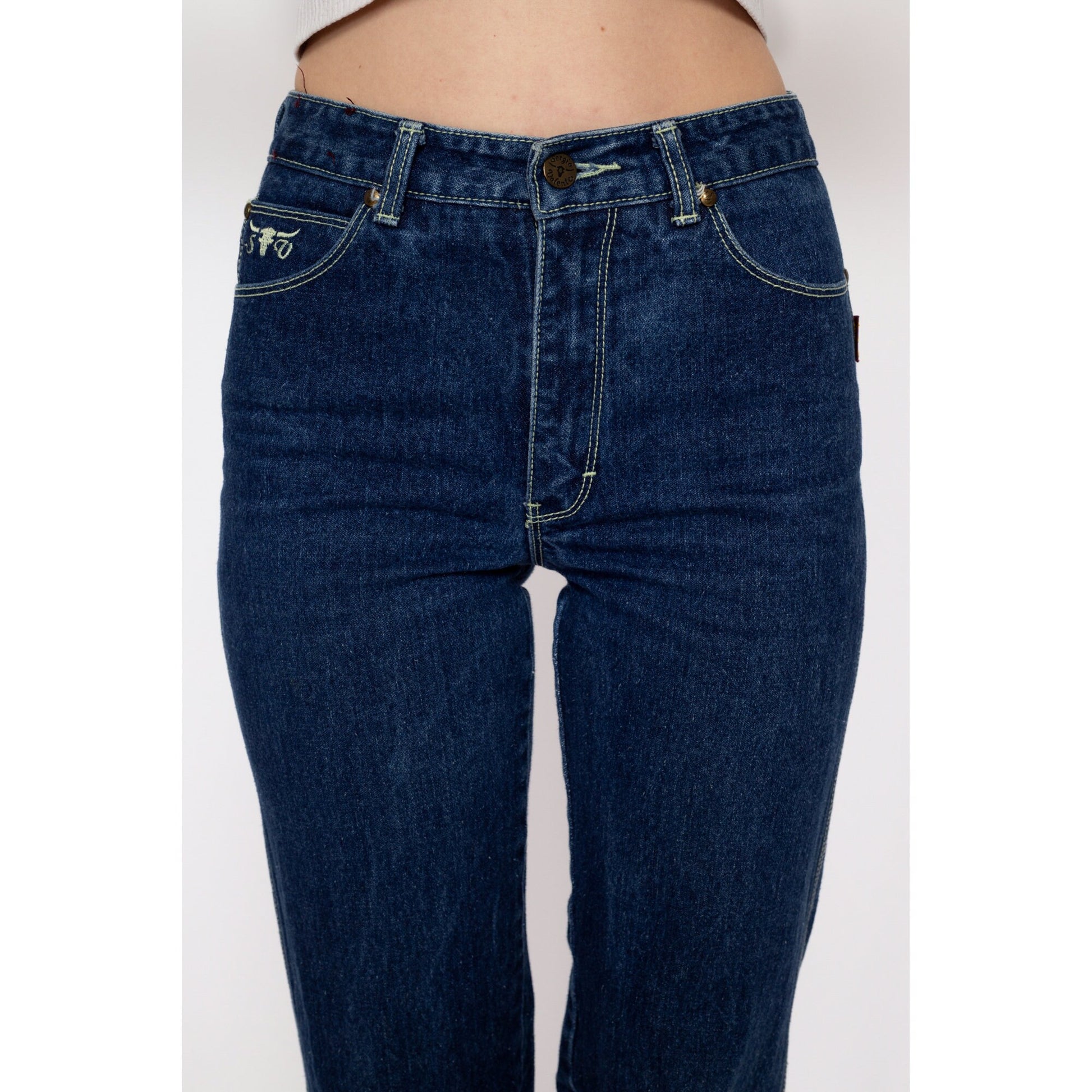 XXS 80s Sergio Valente Mid Rise Jeans | Vintage Dark Wash Denim Tapered Leg Long Inseam Jeans