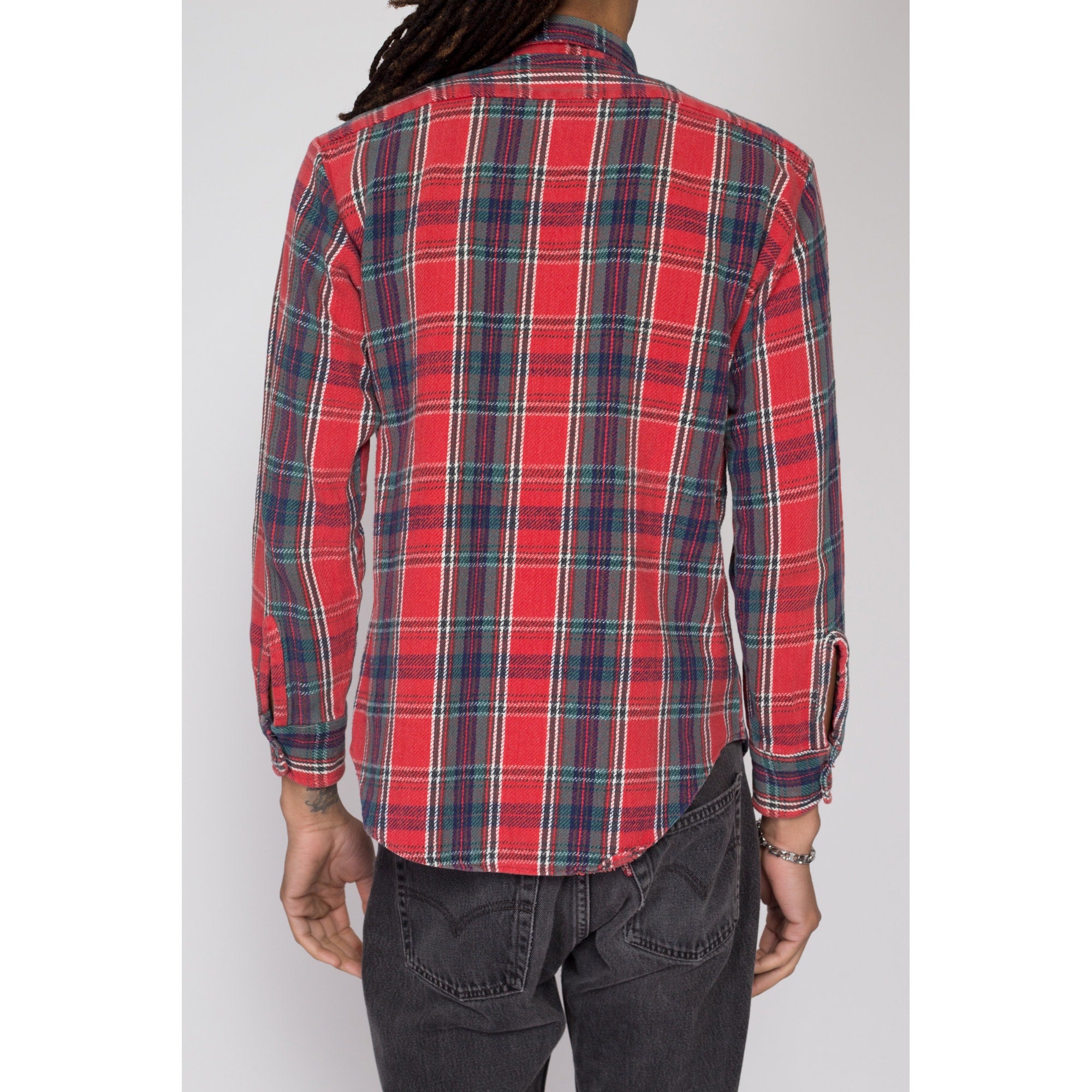 Medium 80s Kingsport Red Plaid Flannel Shirt l – Flying