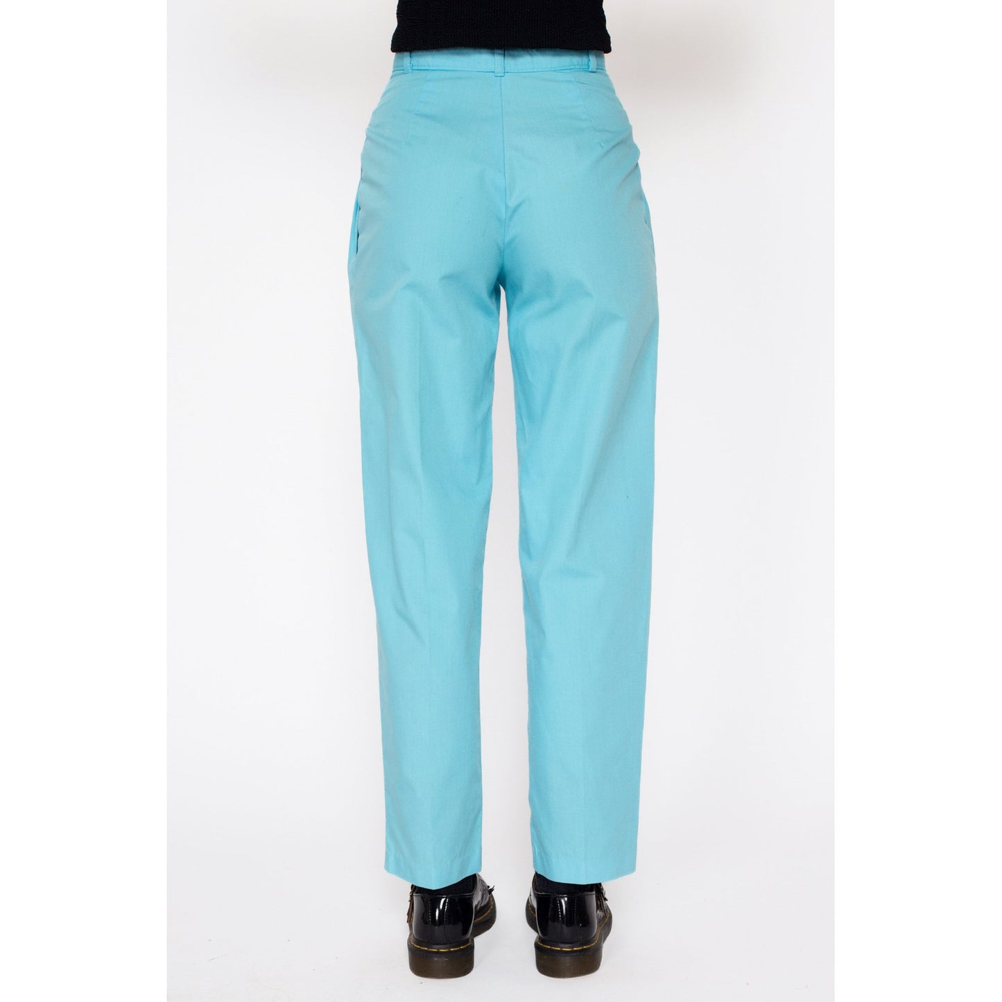 Petite XS 80s Sky Blue High Waisted Pleated Pants 24" | Retro Preppy Vintage Tapered Leg Trousers
