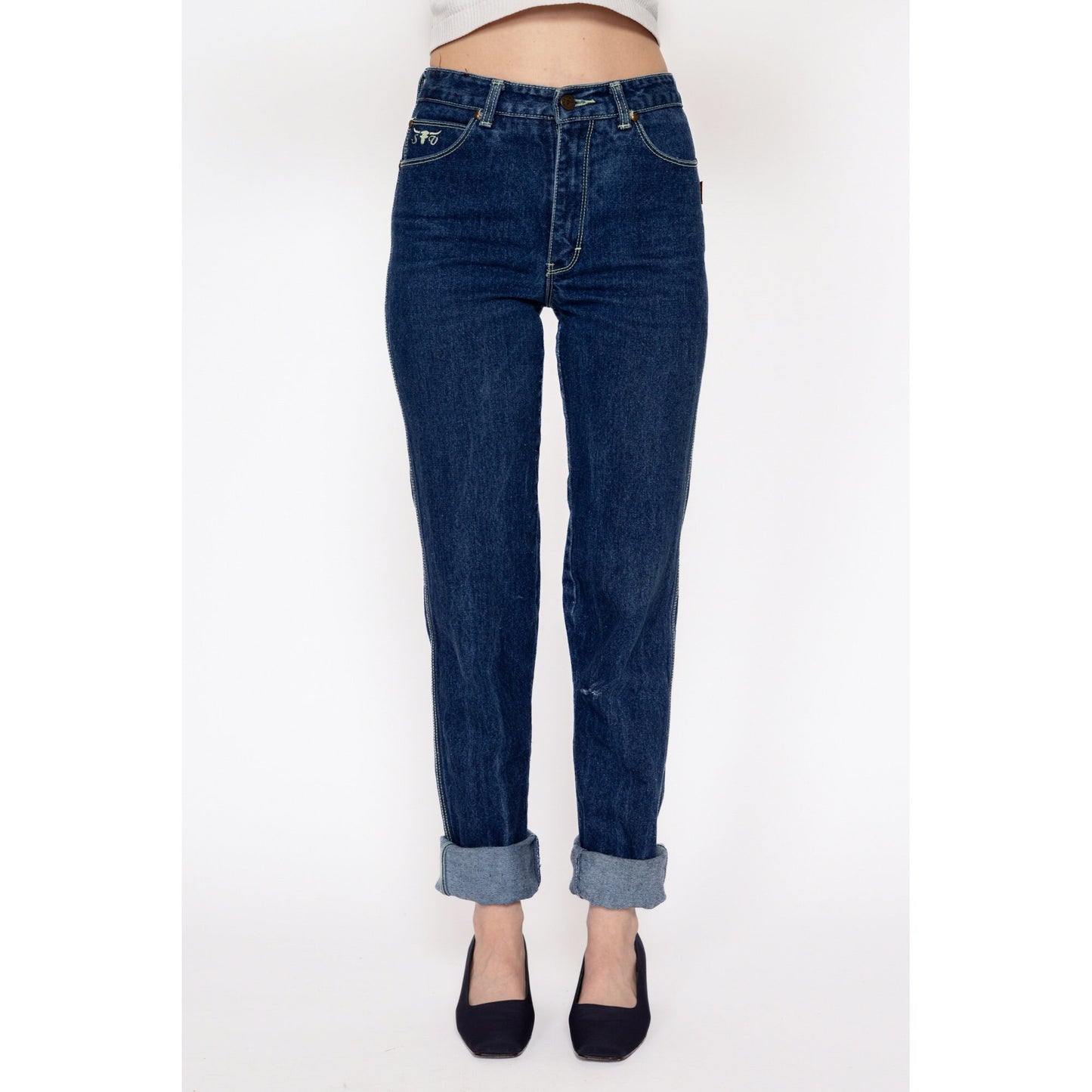 XXS 80s Sergio Valente Mid Rise Jeans | Vintage Dark Wash Denim Tapered Leg Long Inseam Jeans