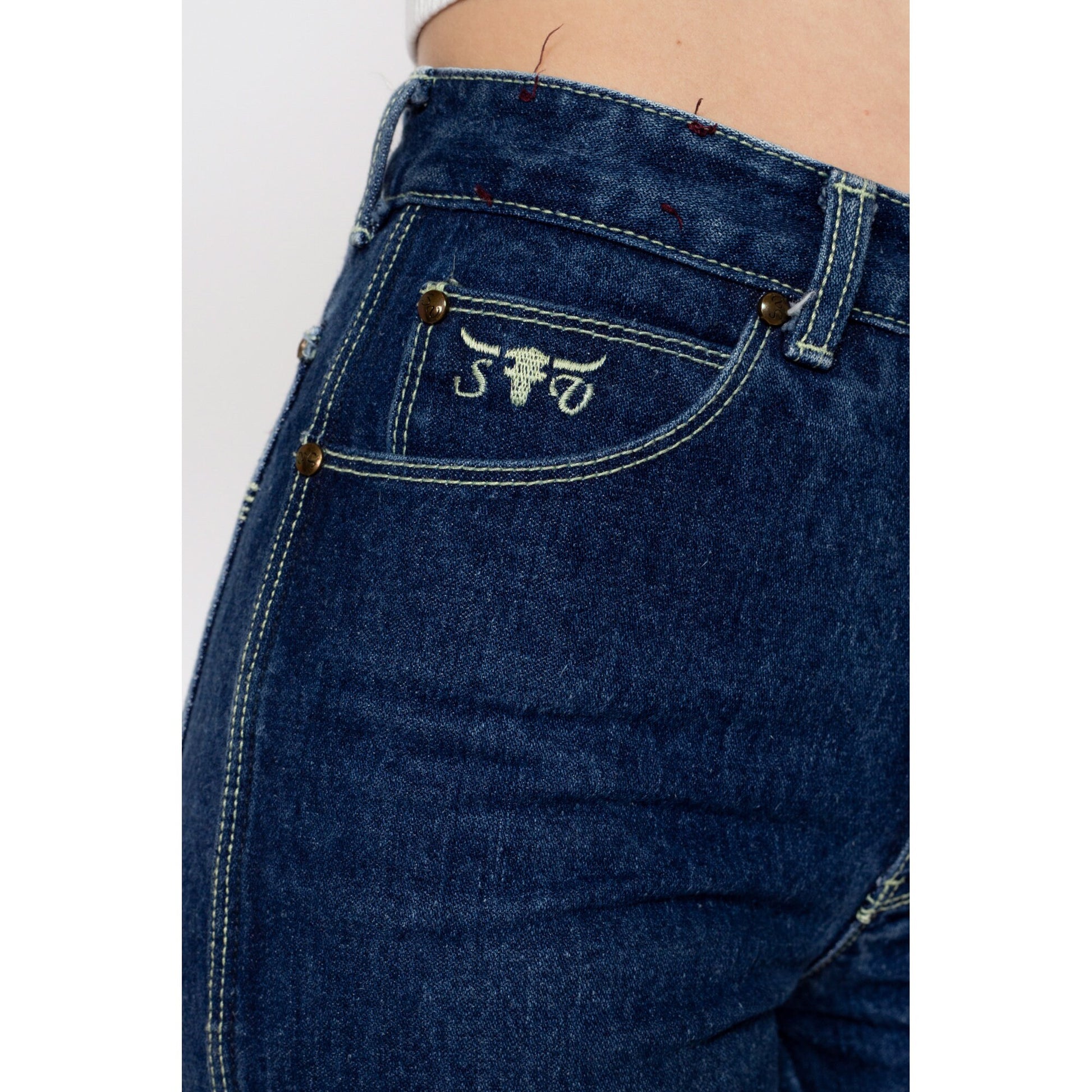 XXS 80s Sergio Valente Mid Rise Jeans | Vintage Dark Wash Denim Tapered Leg Long Inseam Jeans